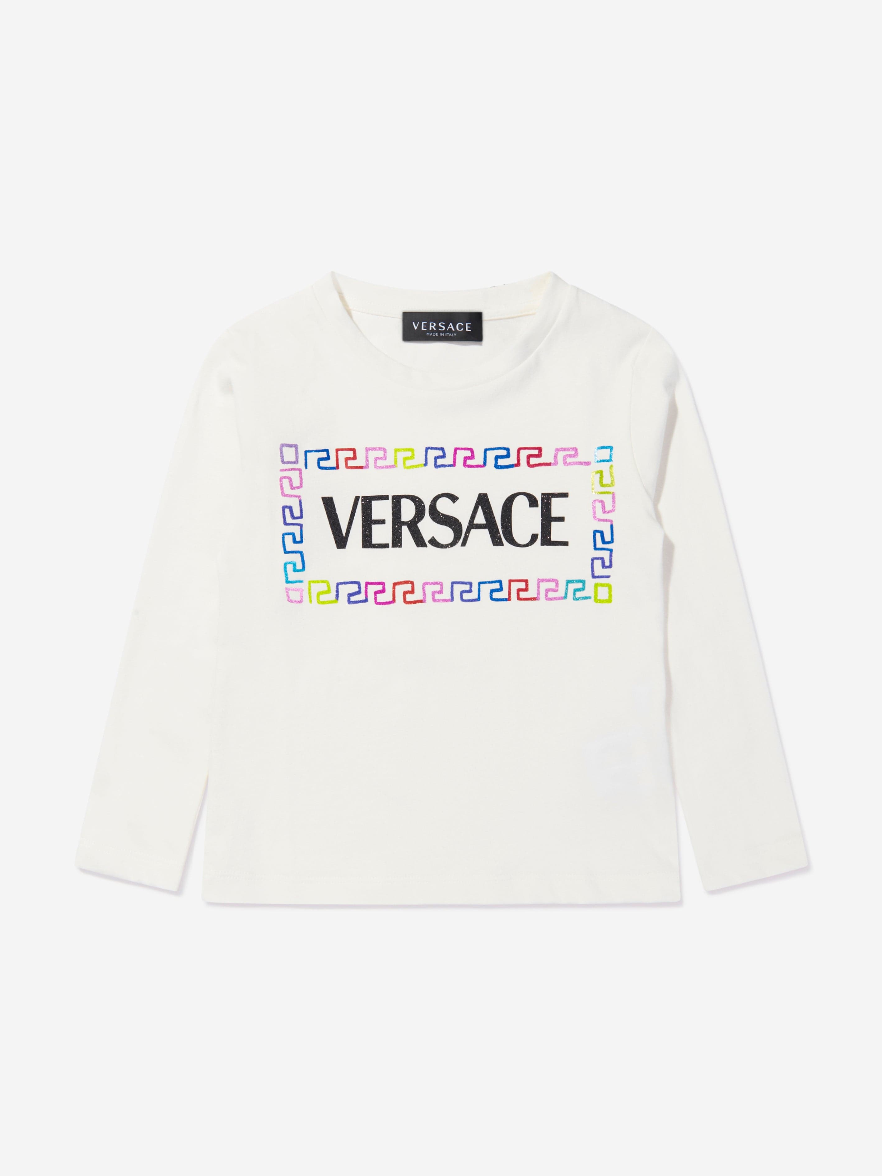 Versace Girls Long Sleeve Box Logo T-Shirt