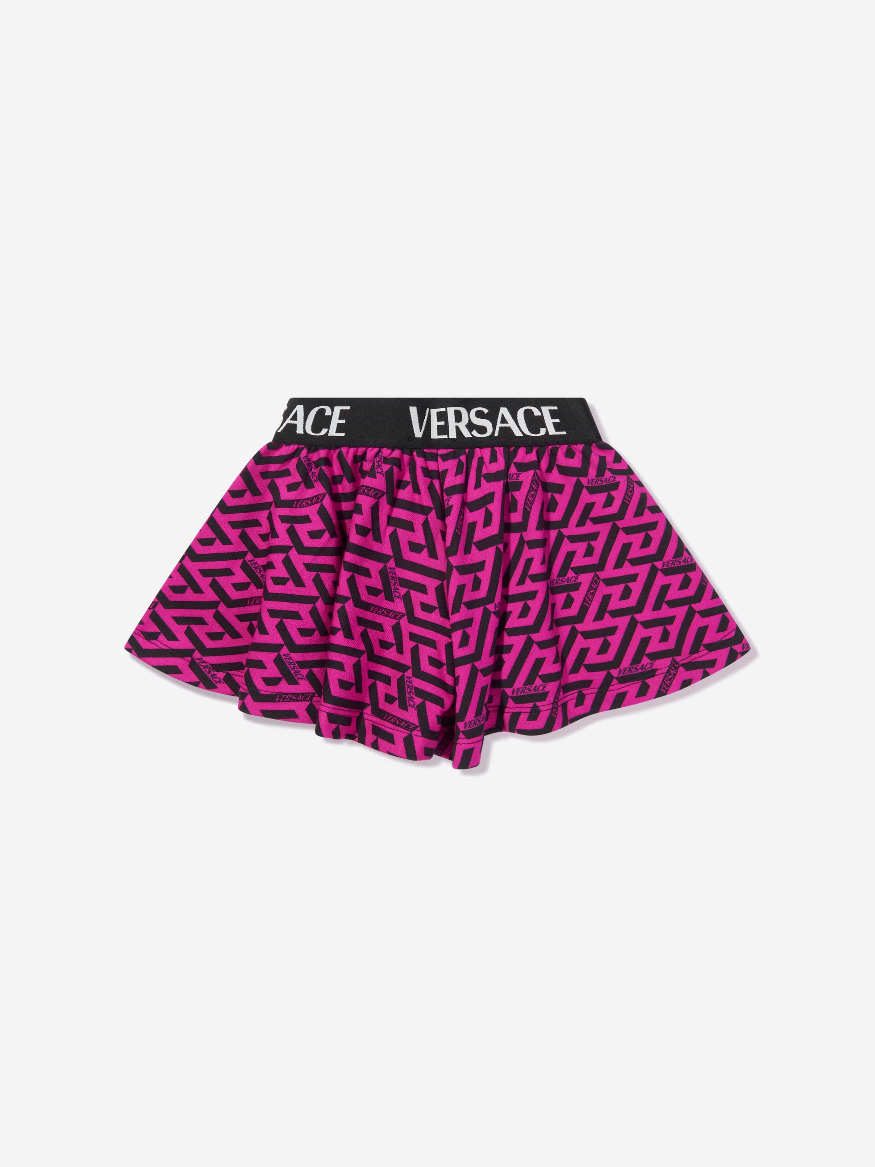 Versace Girls Logo Print Flared Shorts