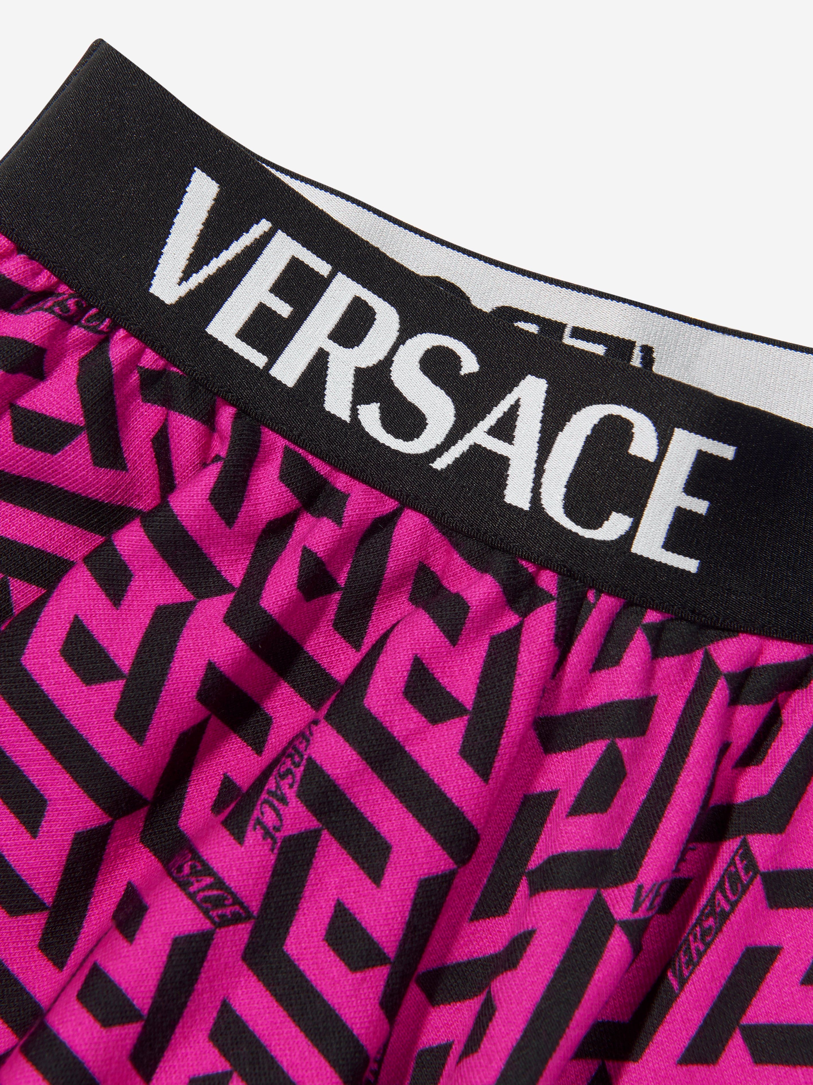 Versace Girls Logo Print Flared Shorts