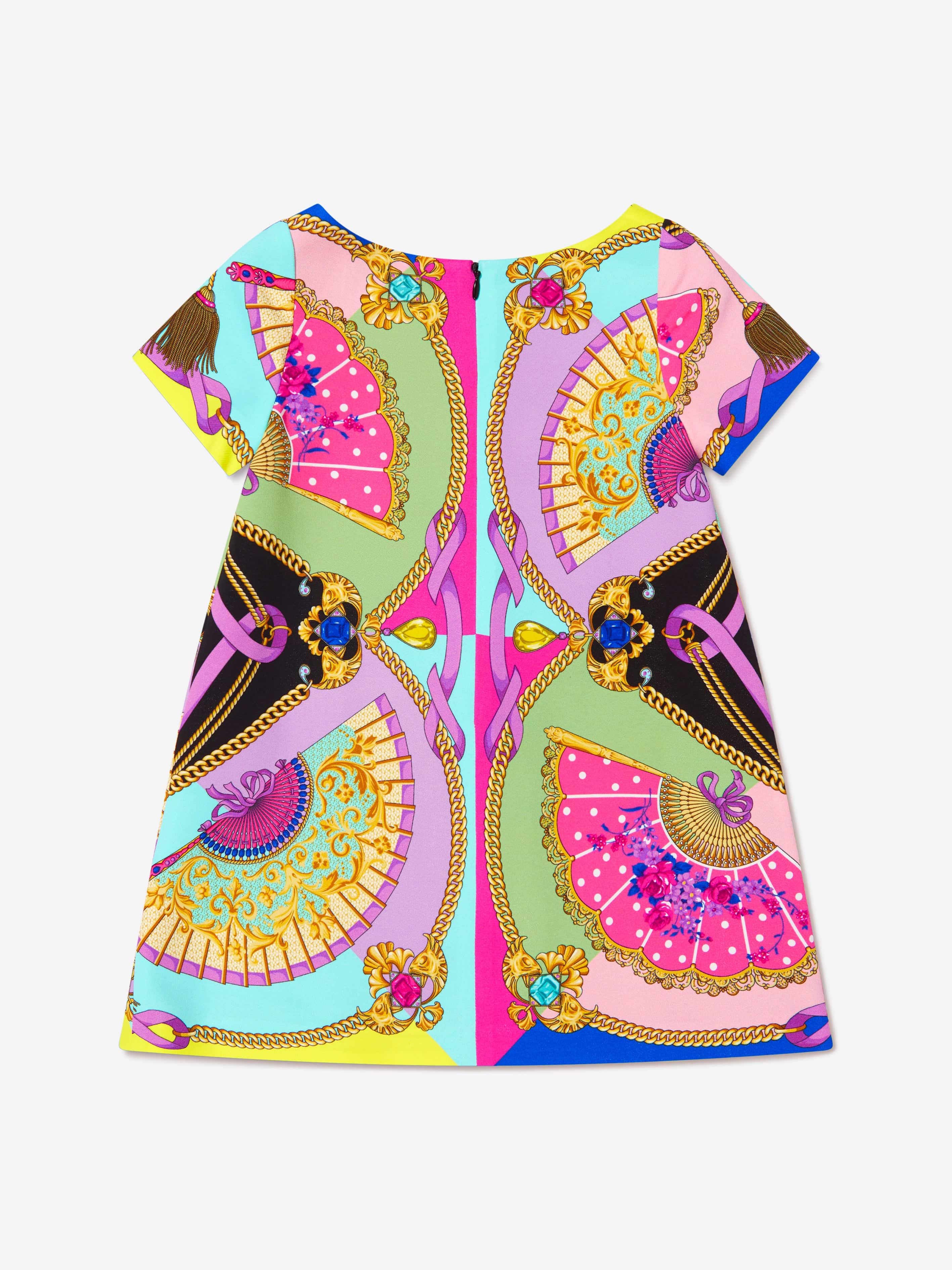 Versace Girls Fan Print Dress