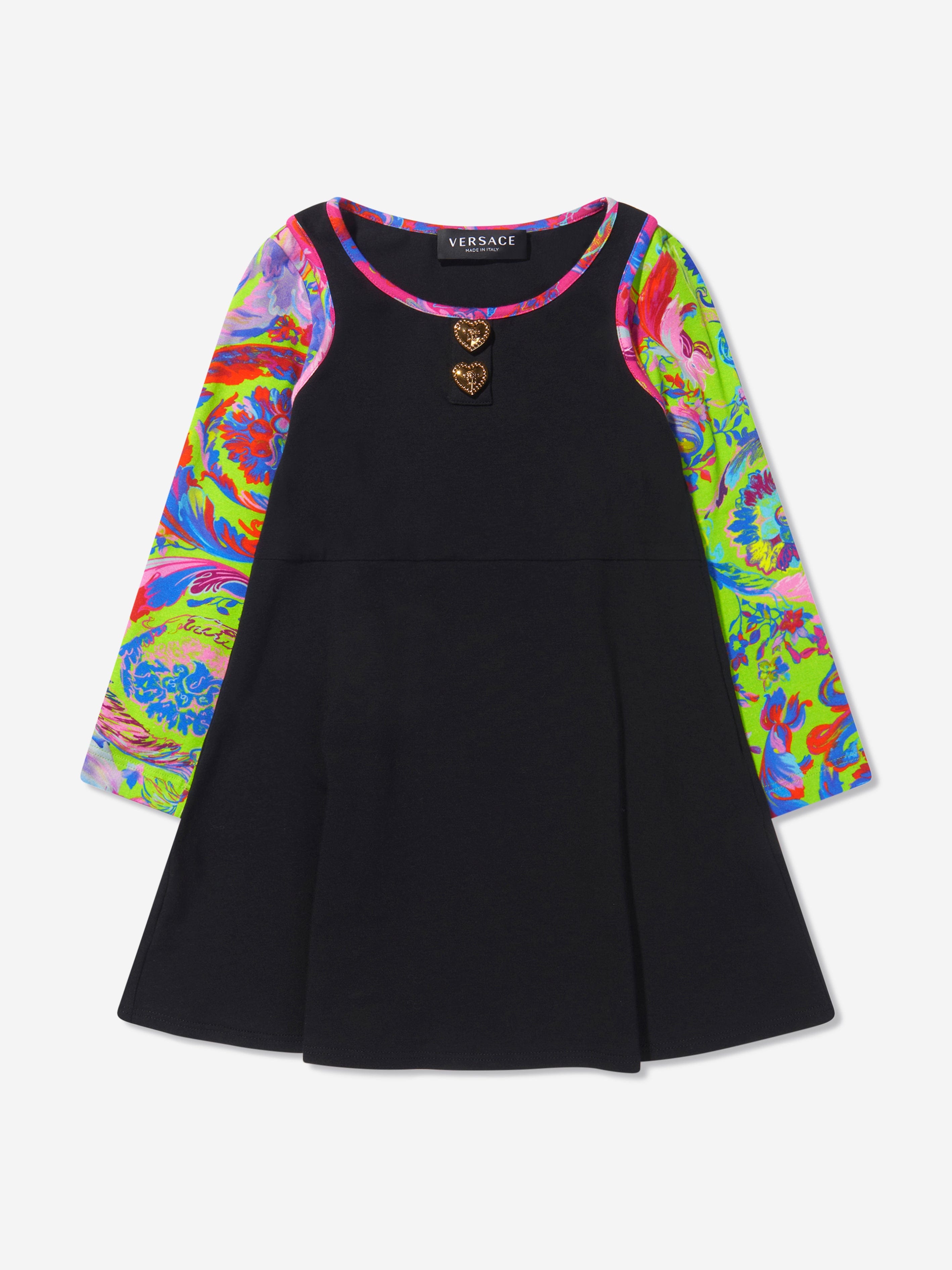 Versace Girls Printed Arm Long Sleeve Dress