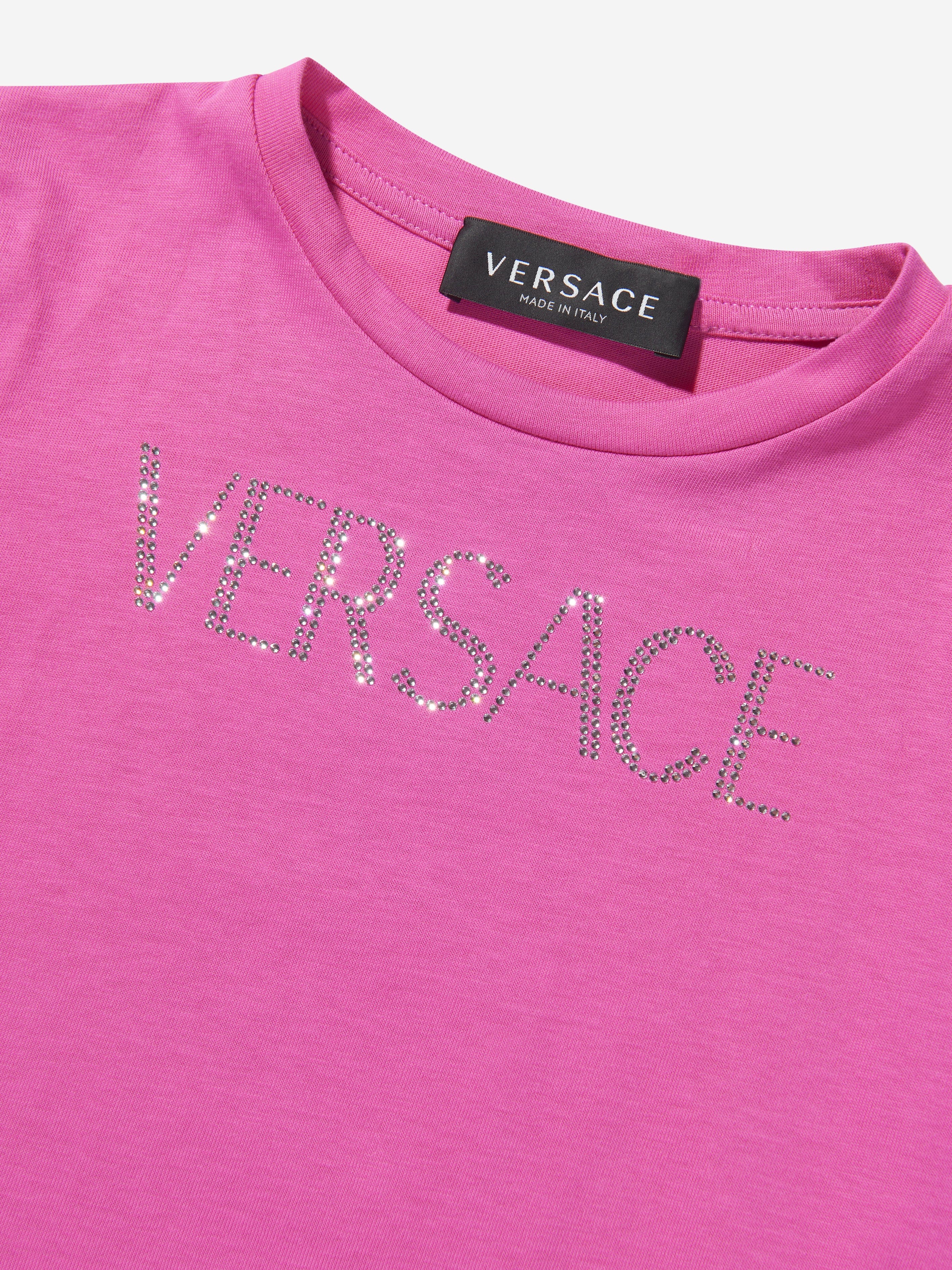 Versace Girls Diamante Logo T-Shirt