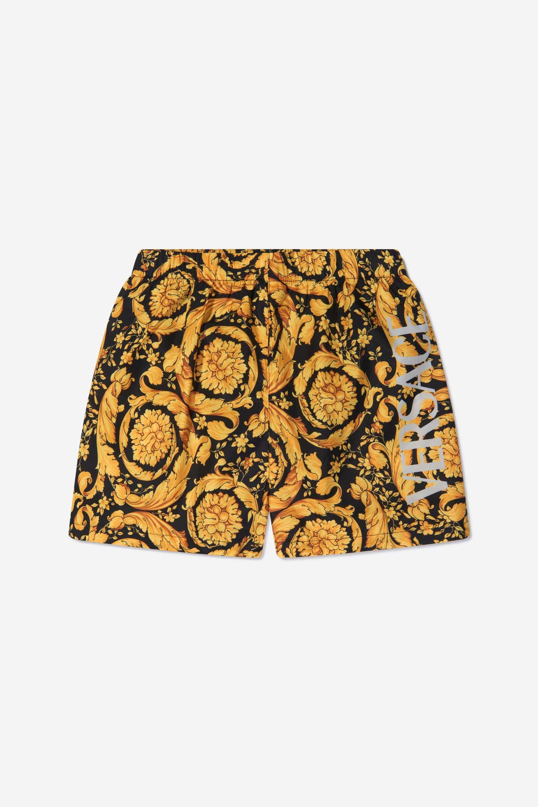 Versace Boys Baroque Swim Shorts in Black