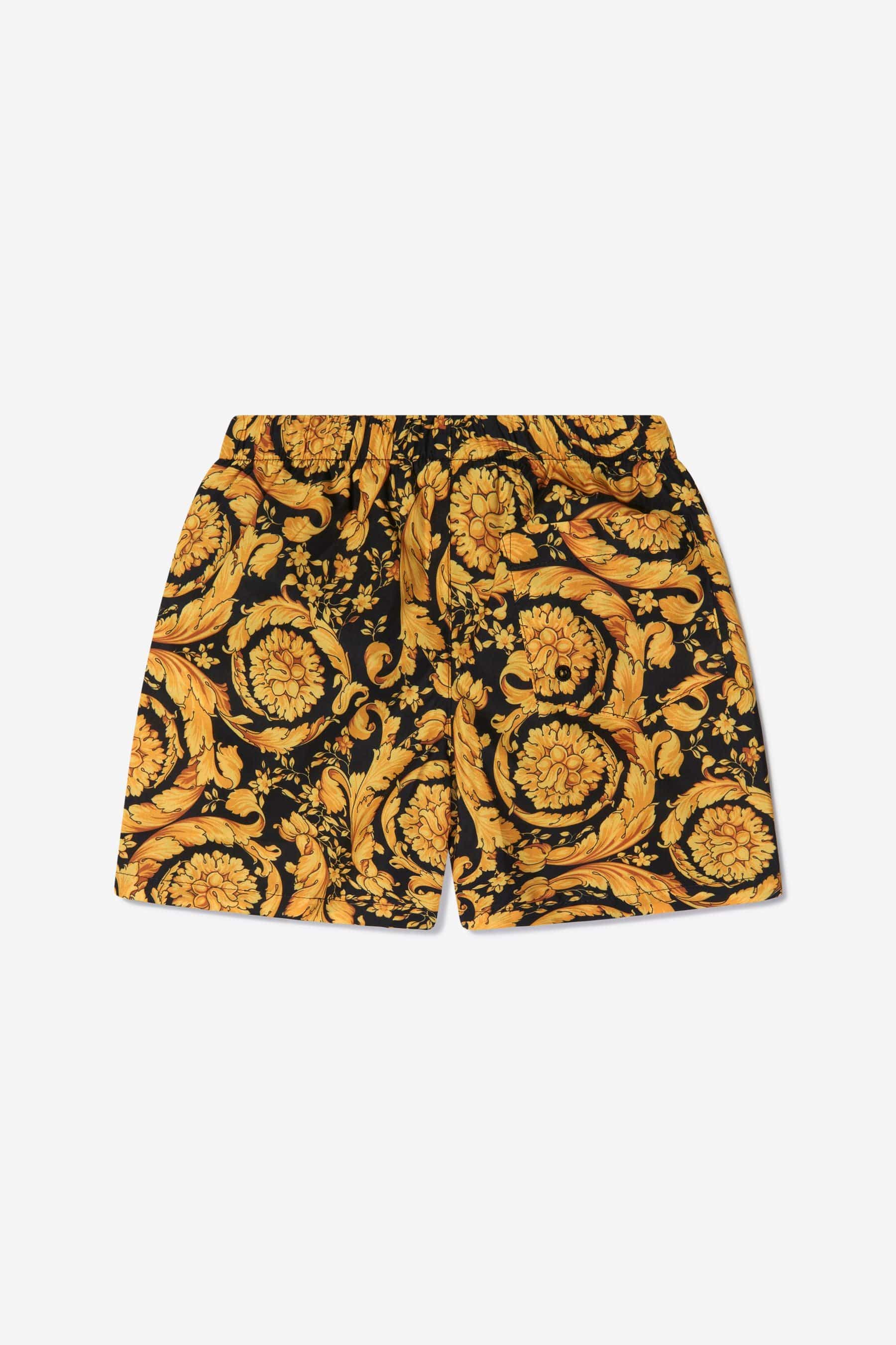 Versace Boys Baroque Swim Shorts in Black