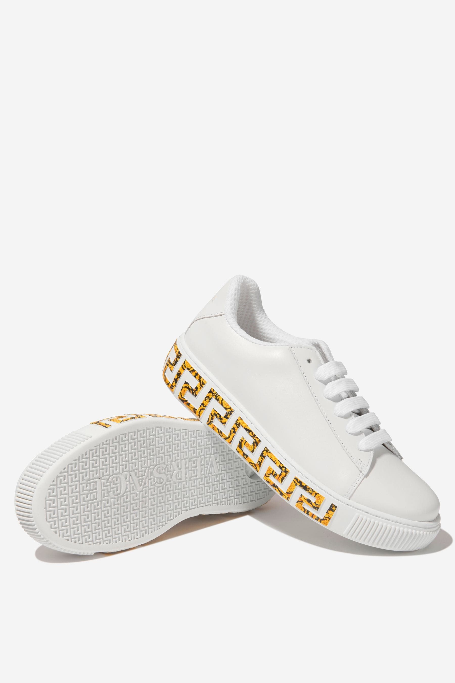 Versace Kids Leather La Greca Trainers