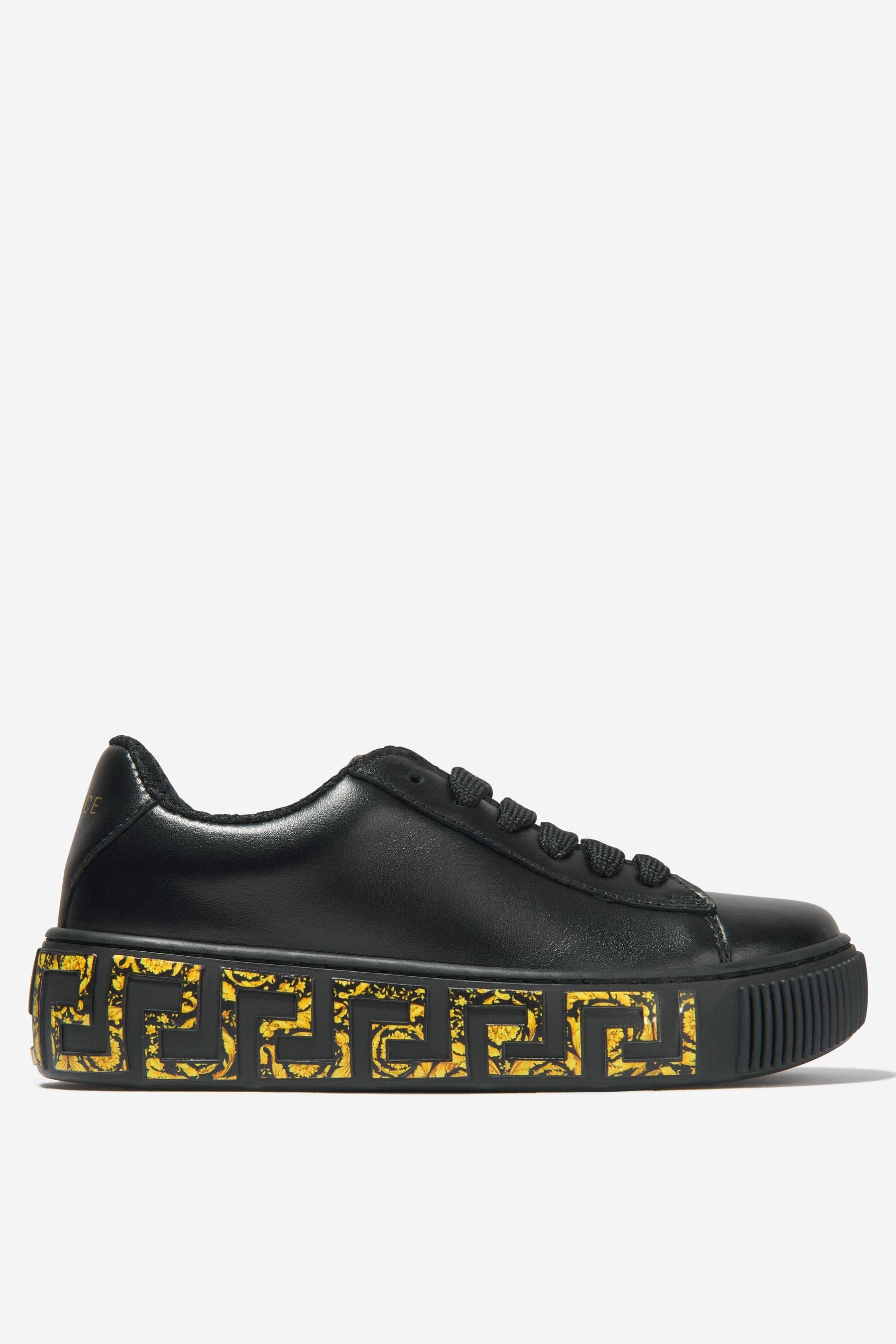 Versace Girls Leather Greca Logo Trainers