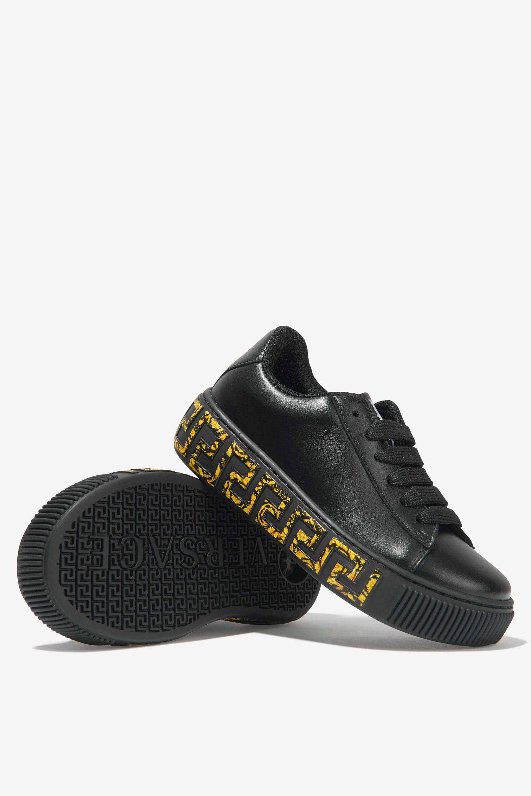 Versace Girls Leather Greca Logo Trainers