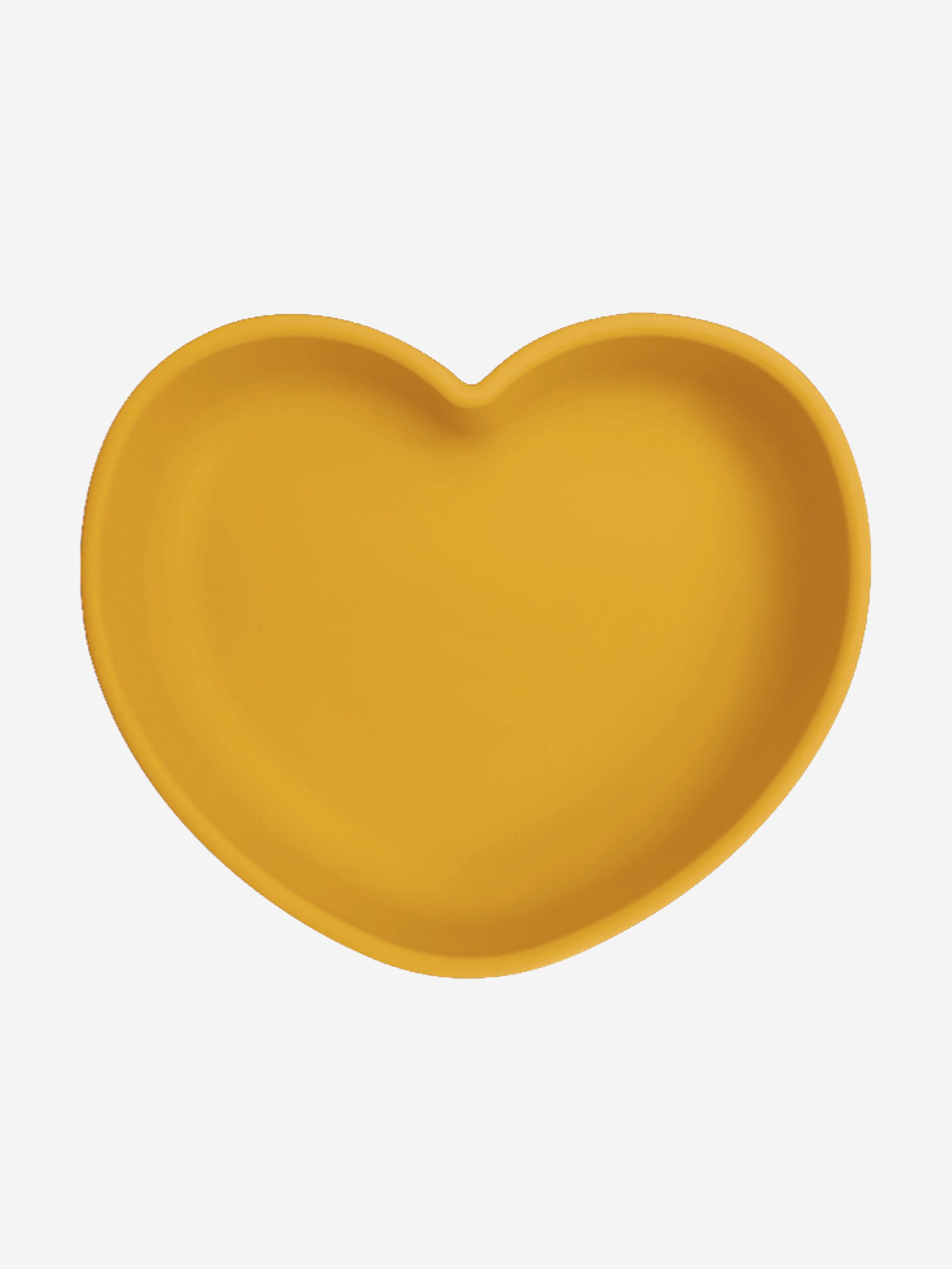 Silicone Heart Shaped Suction Plates in Yellow