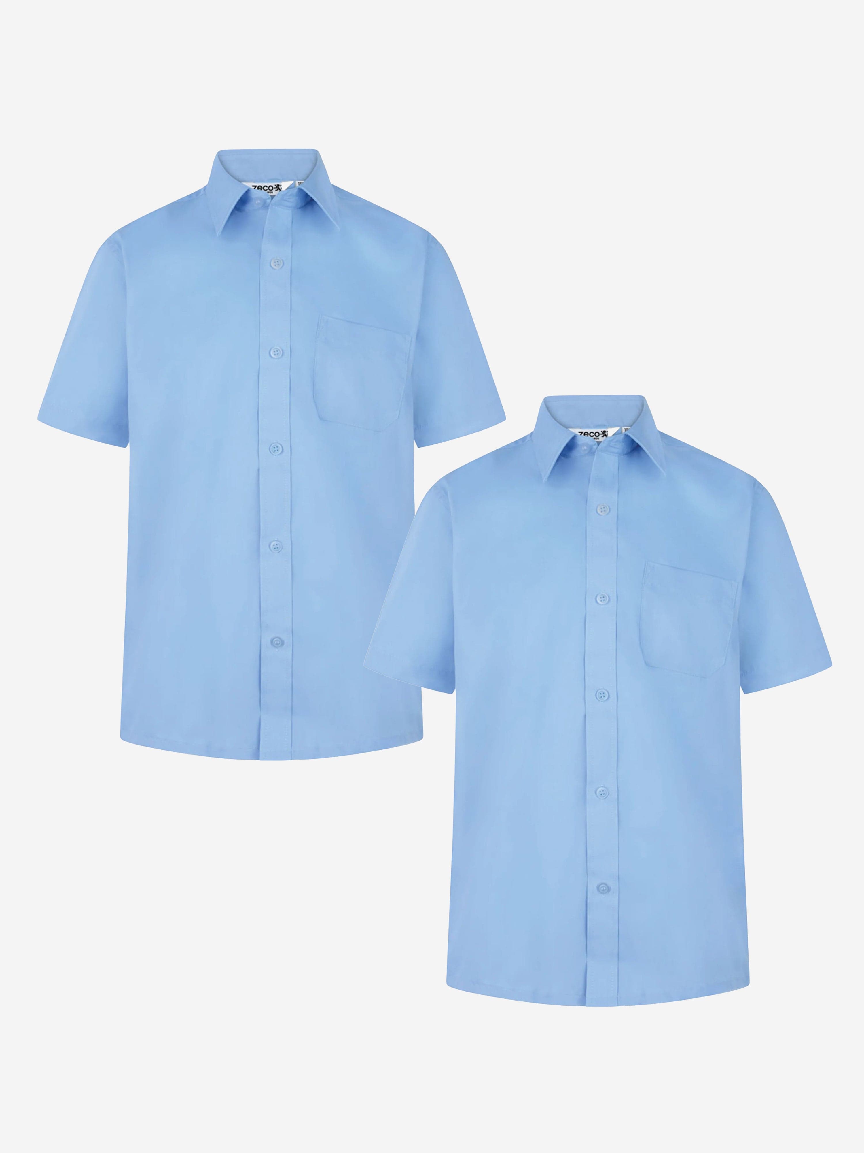 Zeco Boys School Short Sleeve Shirt Twin Pack in Blue