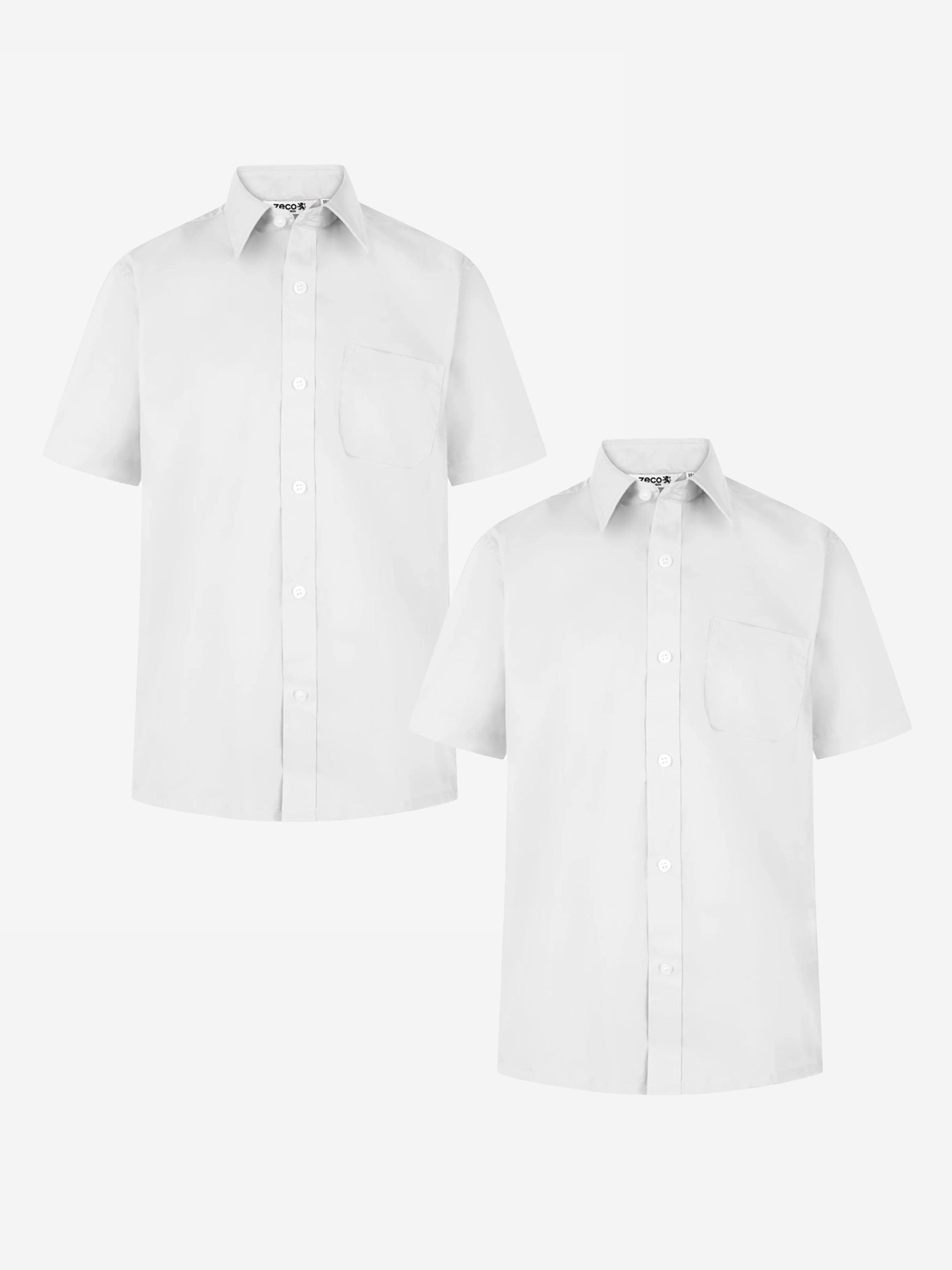 Zeco Boys School Short Sleeve Shirt Twin Pack in White