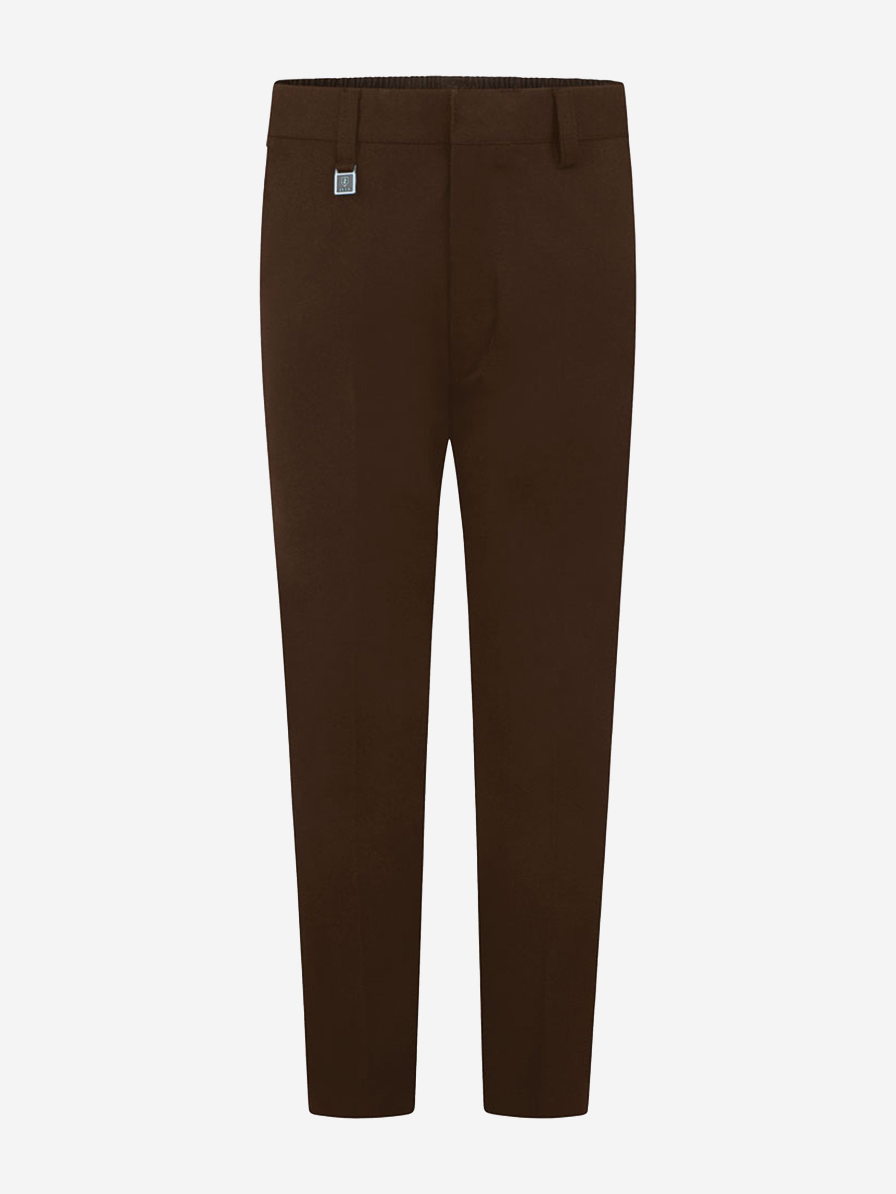 Zeco Boys School Slim Fit Trousers in Brown