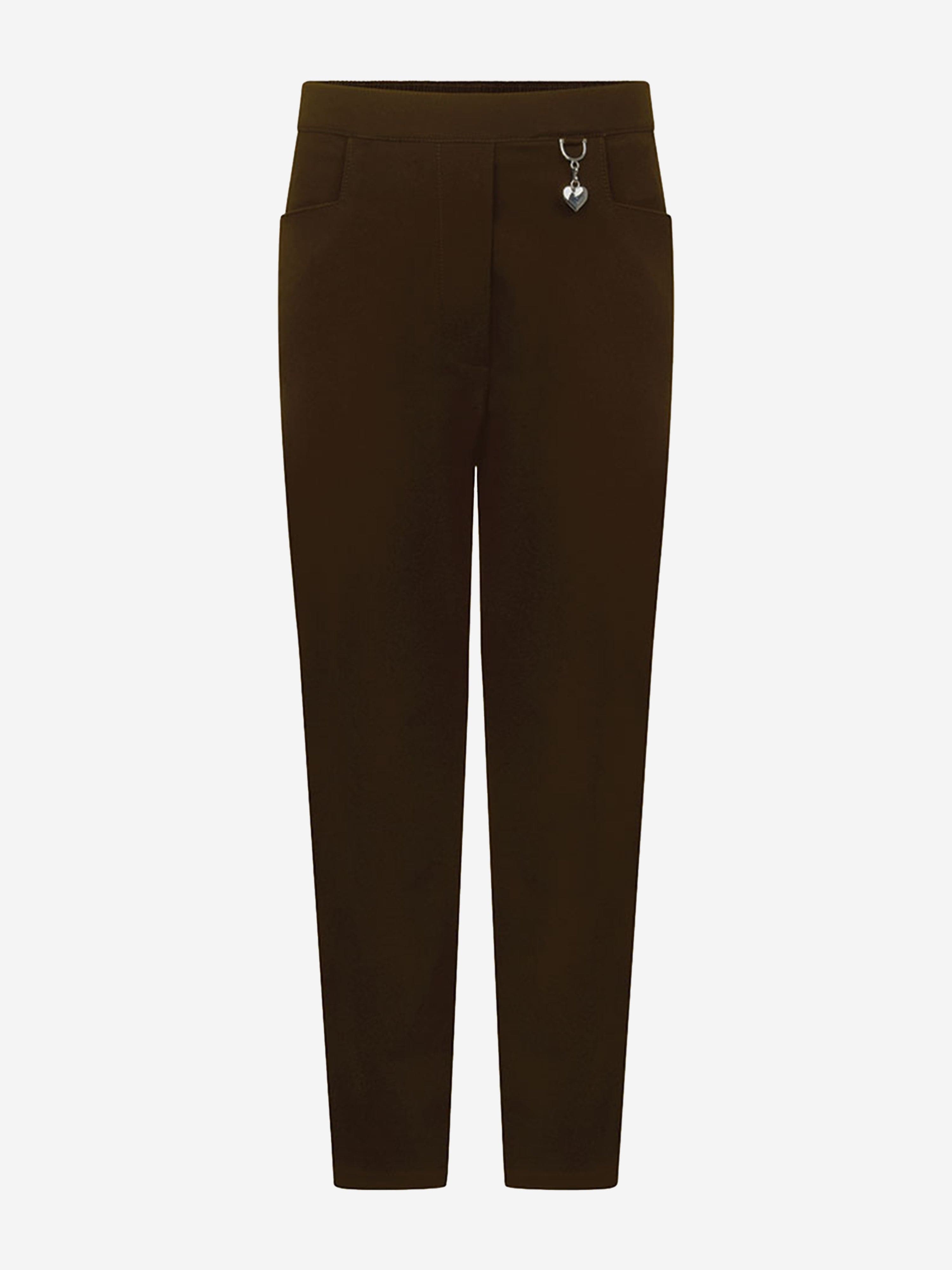 Zeco Girls School 2 Pocket Lycra Trousers in Brown