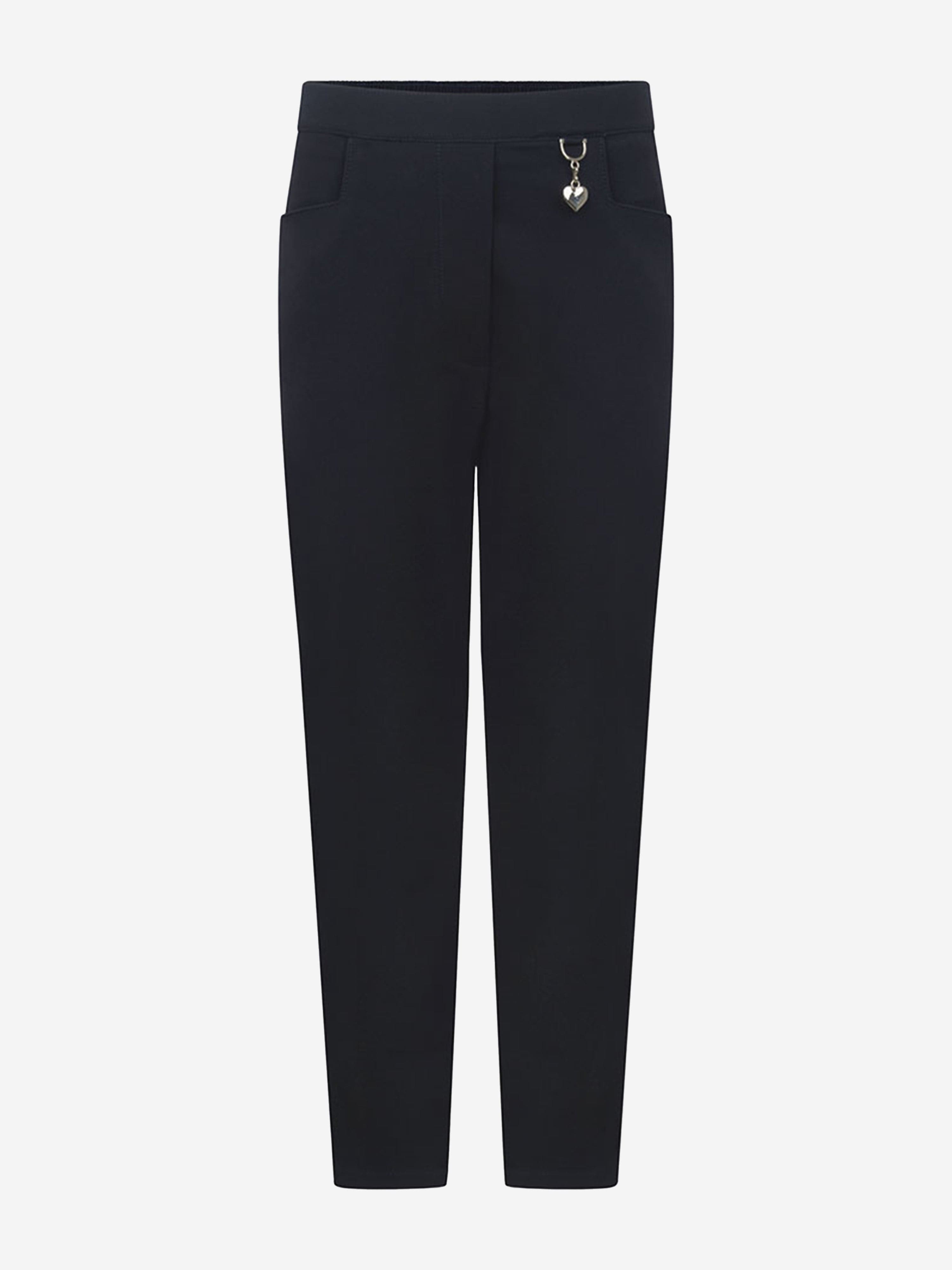 Zeco Girls School 2 Pocket Lycra Trousers in Navy