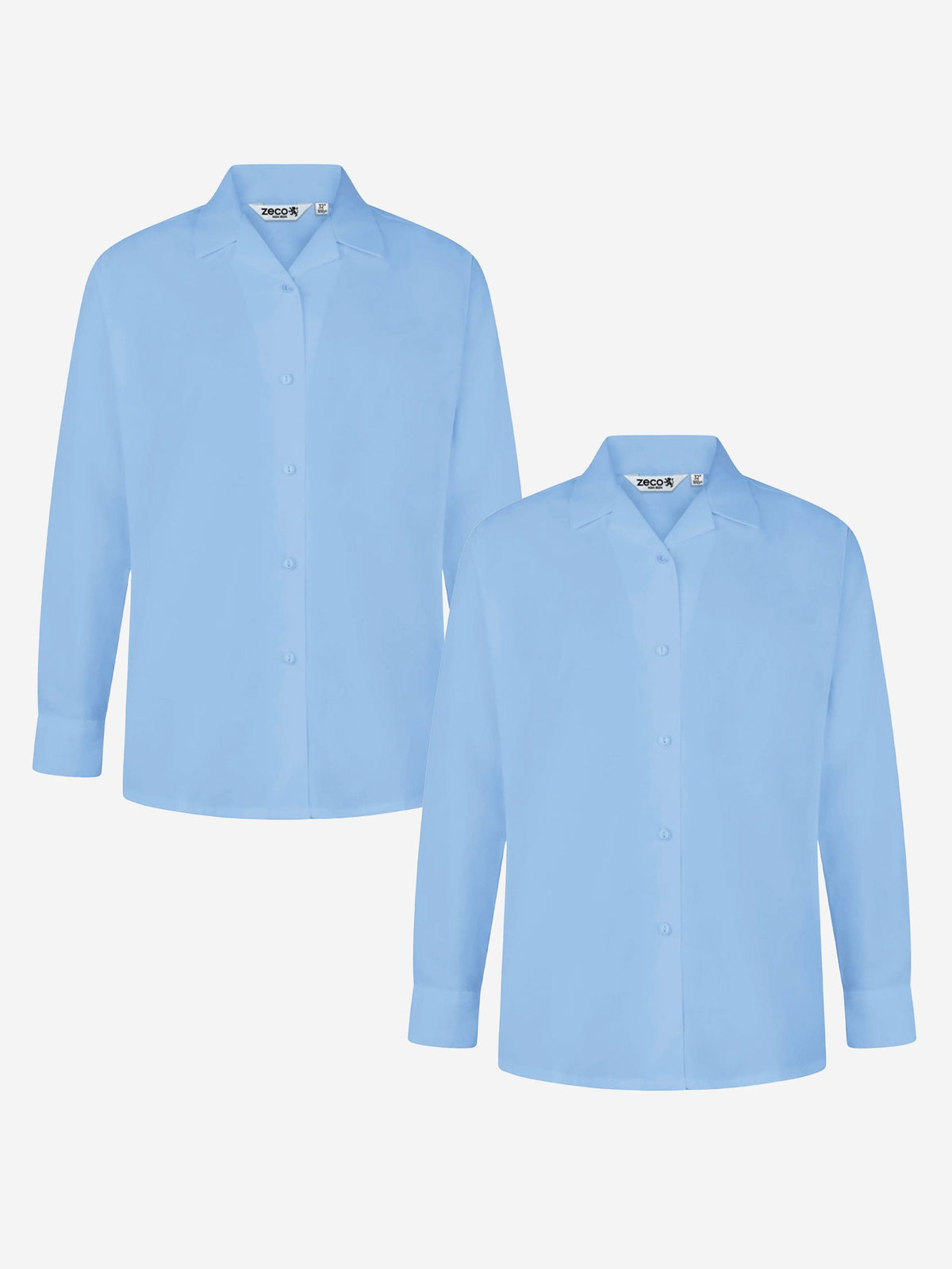 Zeco School Long Sleeve Revere Collar Blouse Twin Pack
