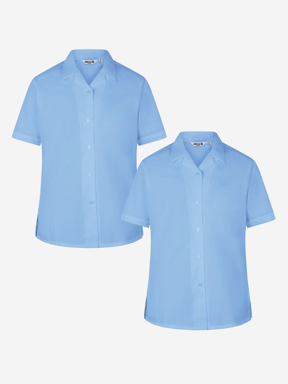 Zeco School Short Sleeve Revere Collar Blouse Twin Pack