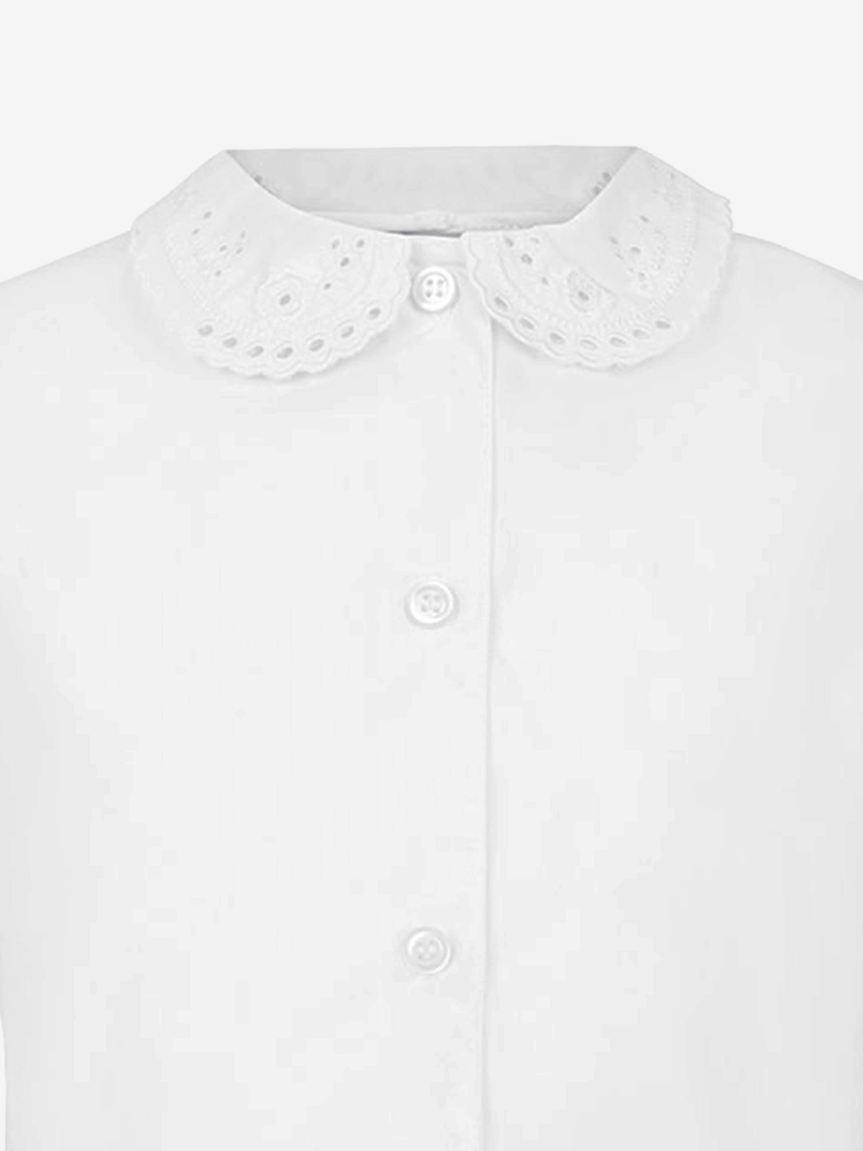 Zeco Girls School Short Sleeve Lace Collar Blouse in White