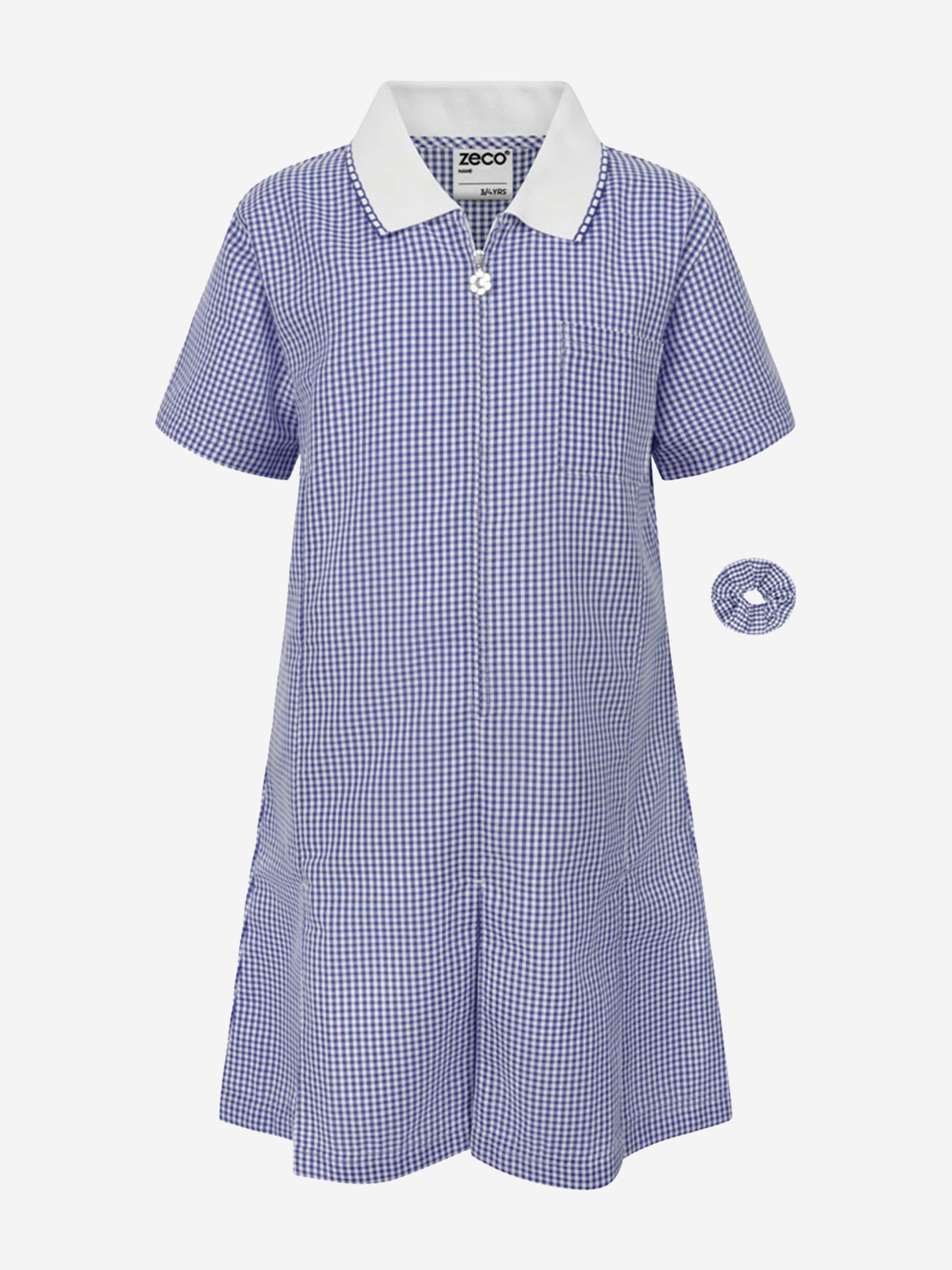 Zeco Girls School A-Line Gingham Eco-Dress in Navy