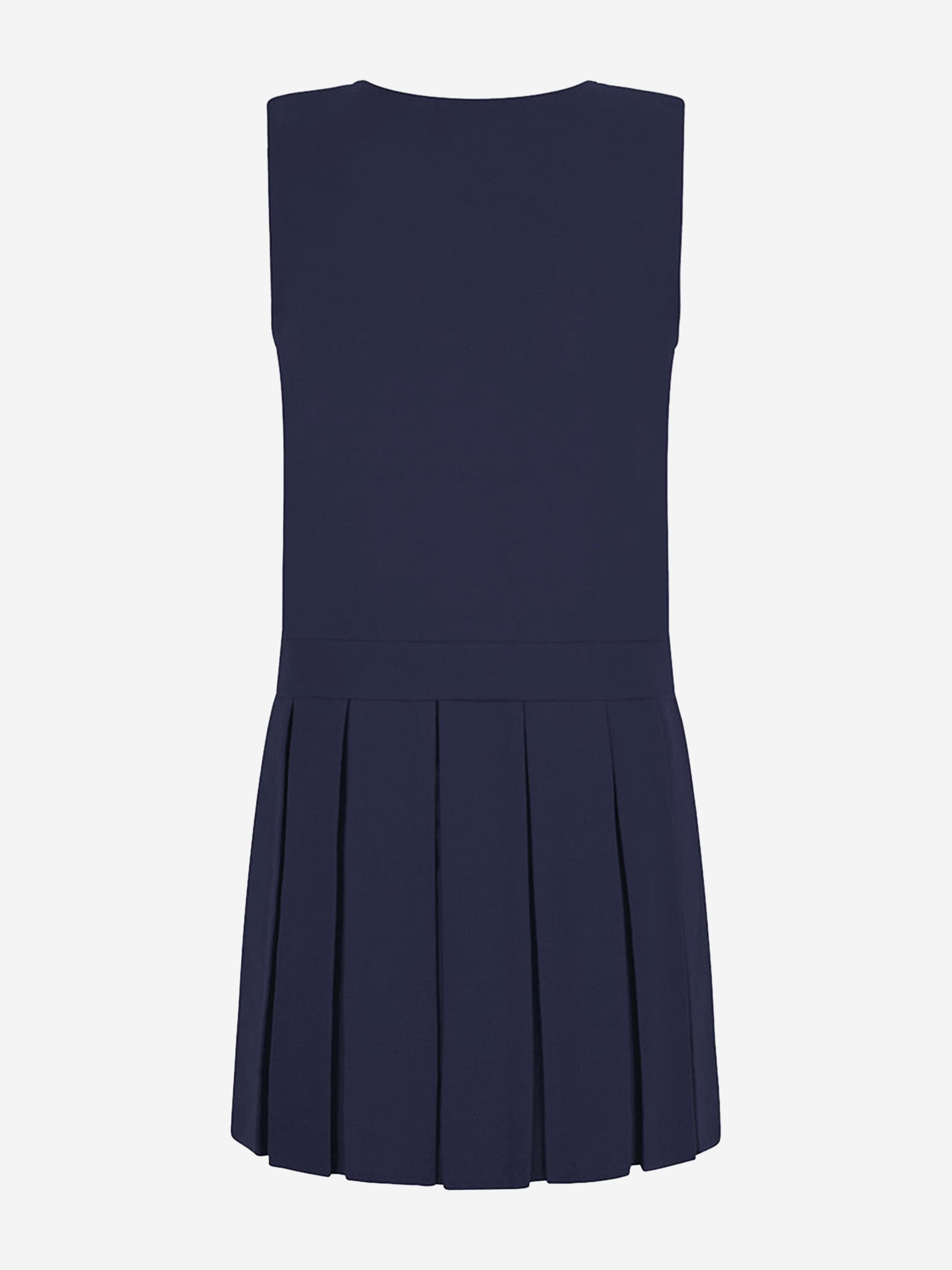 Zeco Girls School Zip Front Pinafore Dress in Navy