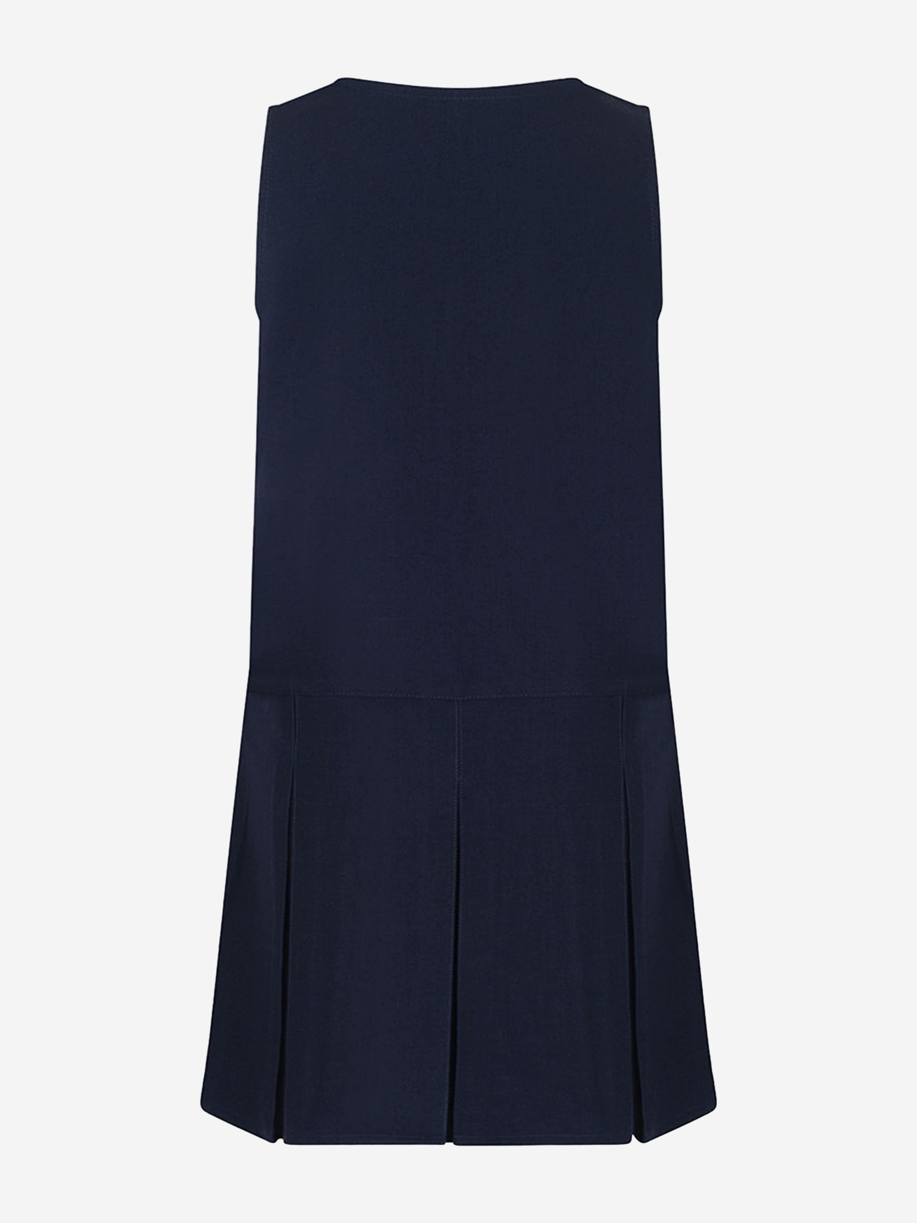 Zeco Girls School Flower Embroidered Pinafore Dress in Navy