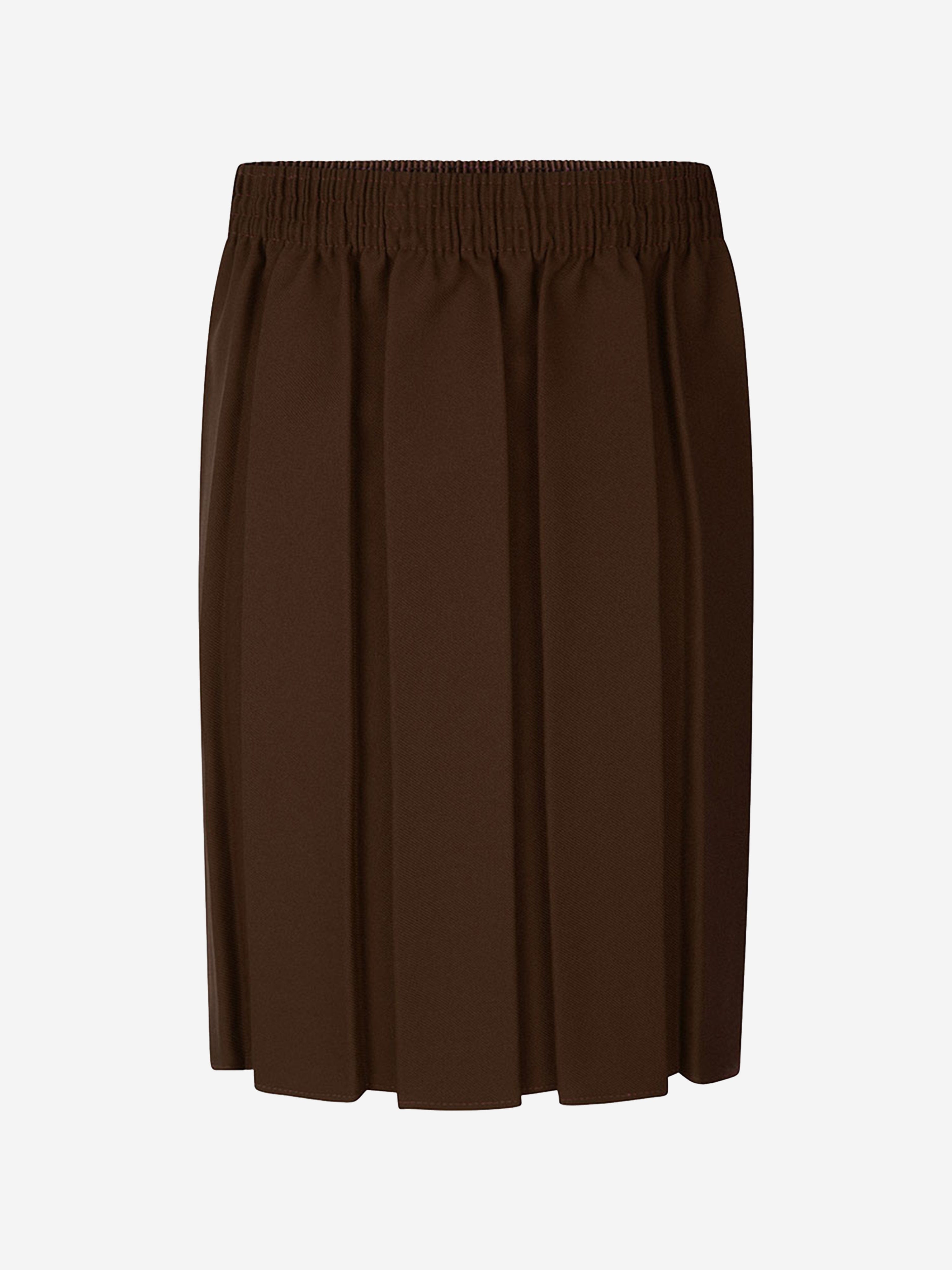 Zeco Girls School Box Pleat Skirt in Brown