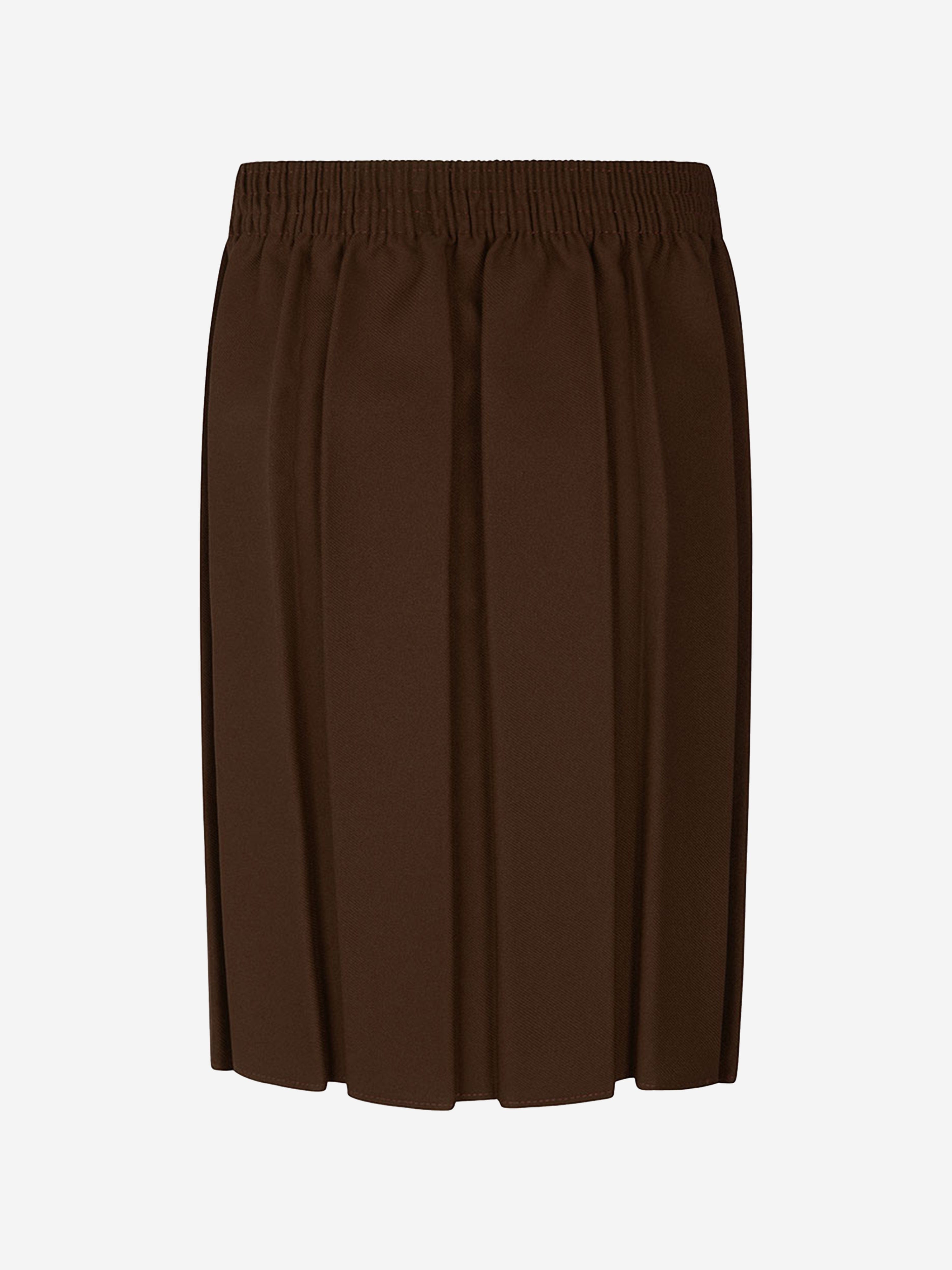 Zeco Girls School Box Pleat Skirt in Brown