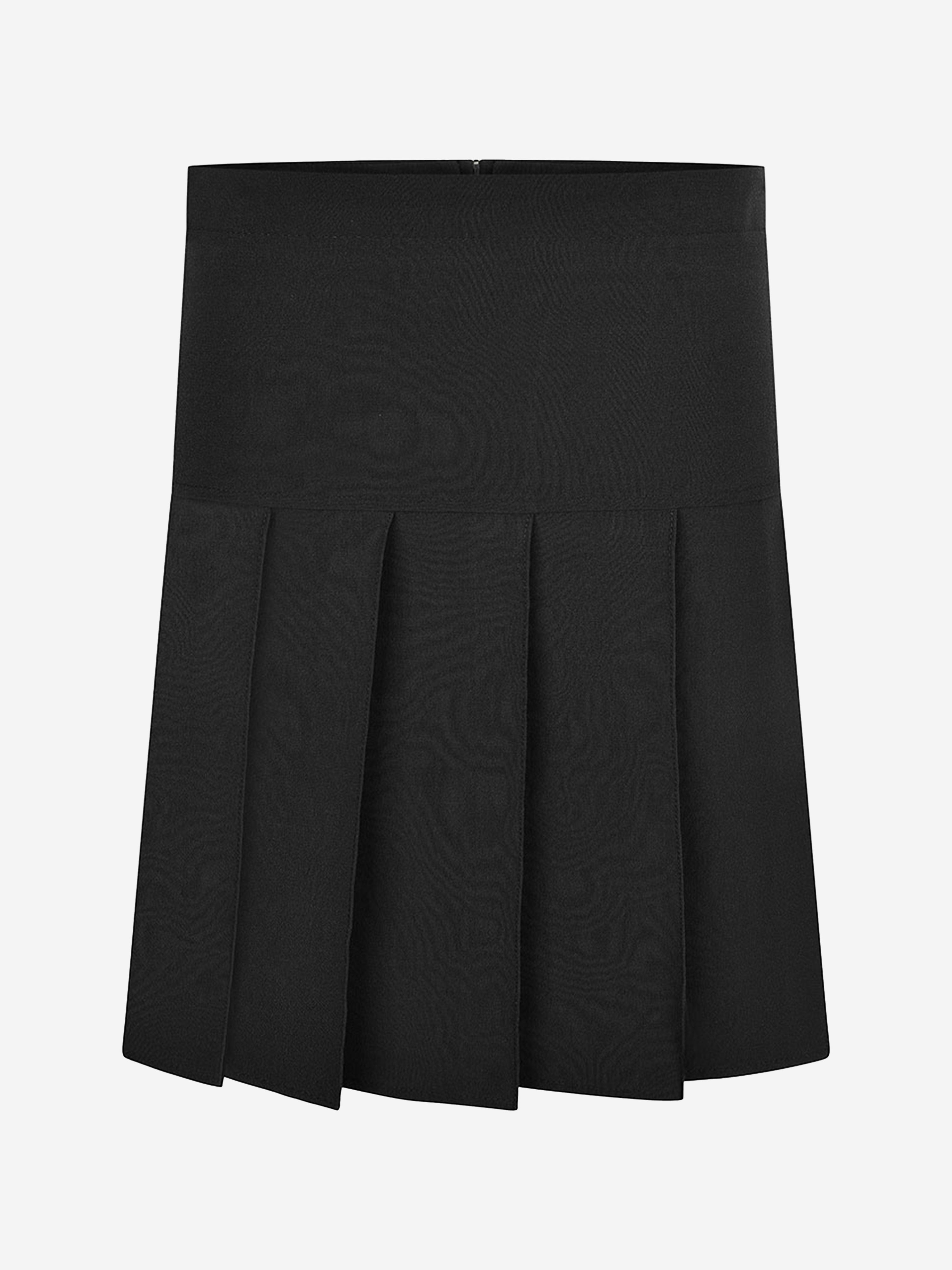 Zeco Girls School Pleated Skirt With Scrunchie (Regular Length) in Black