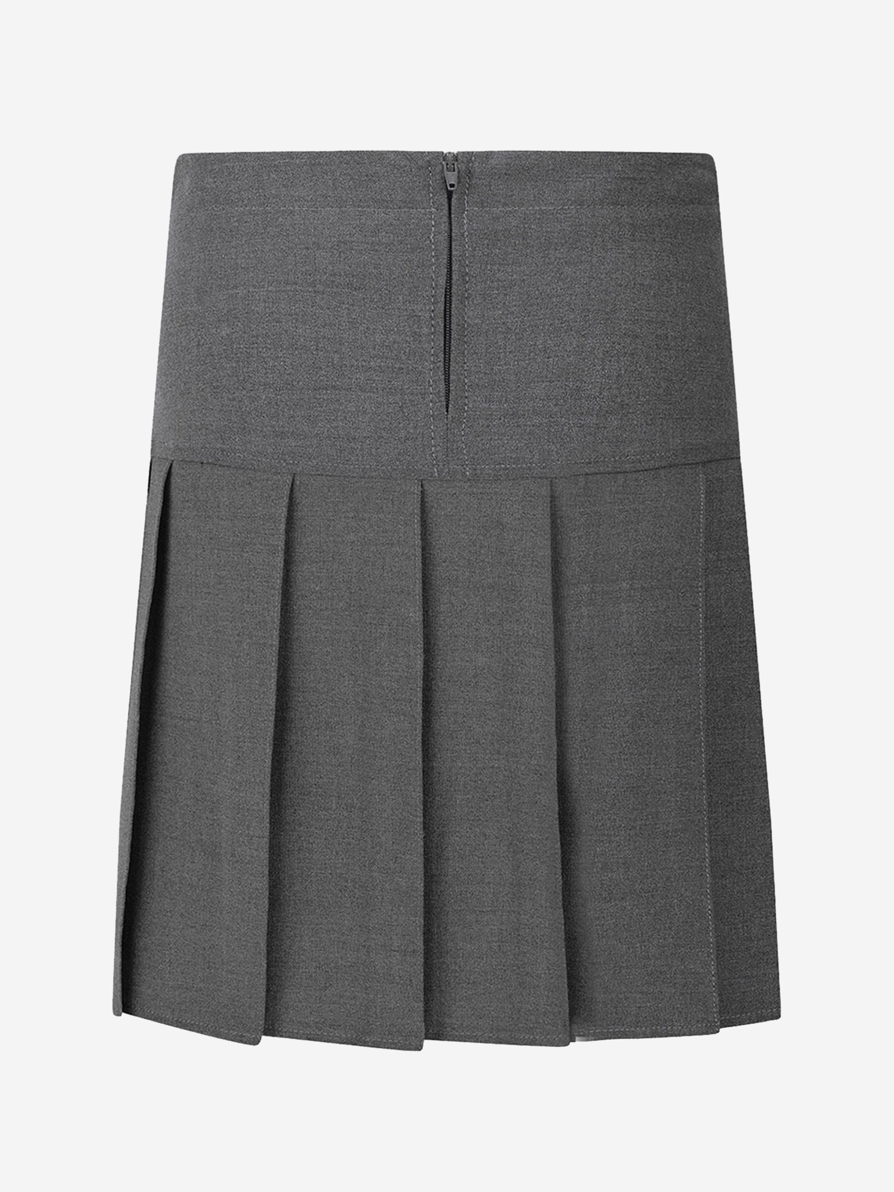 Zeco Girls School Pleated Skirt With Scrunchie (Regular Length) in Grey