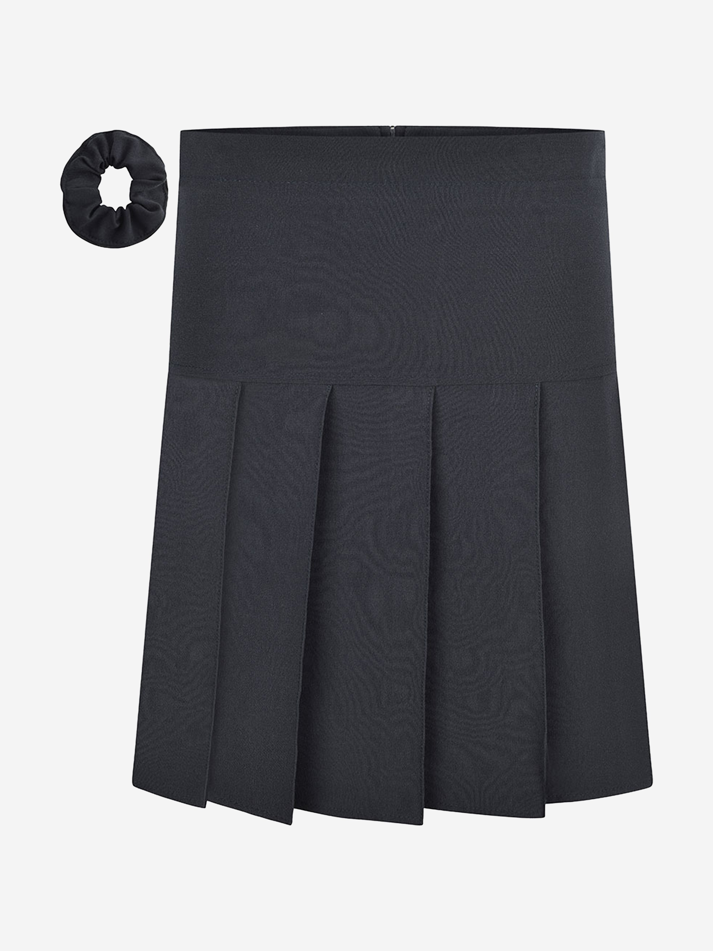 Zeco Girls School Pleated Skirt With Scrunchie (Regular Length) in Navy