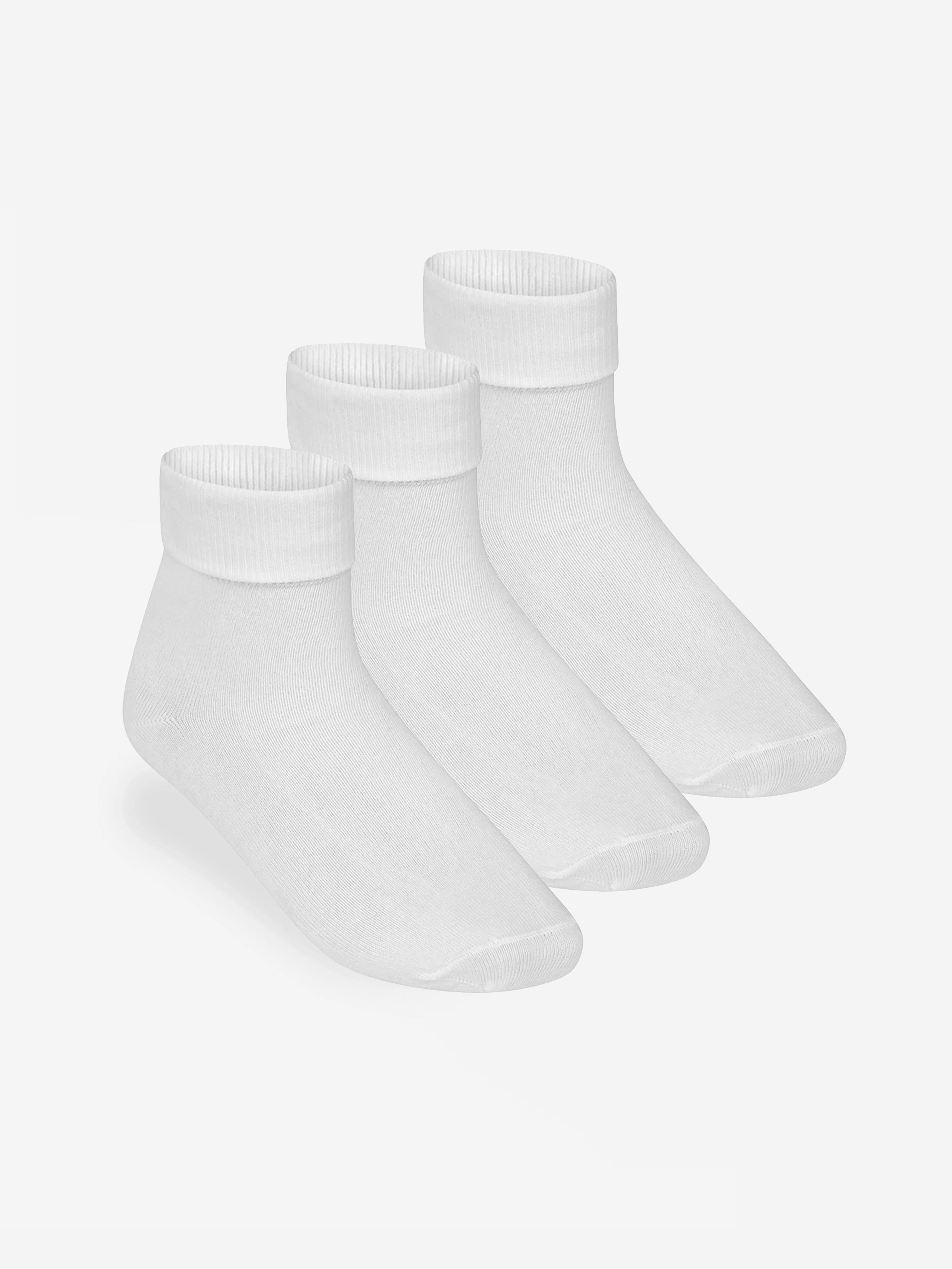 Zeco Girls School Turnover Socks (3 Pack) in White