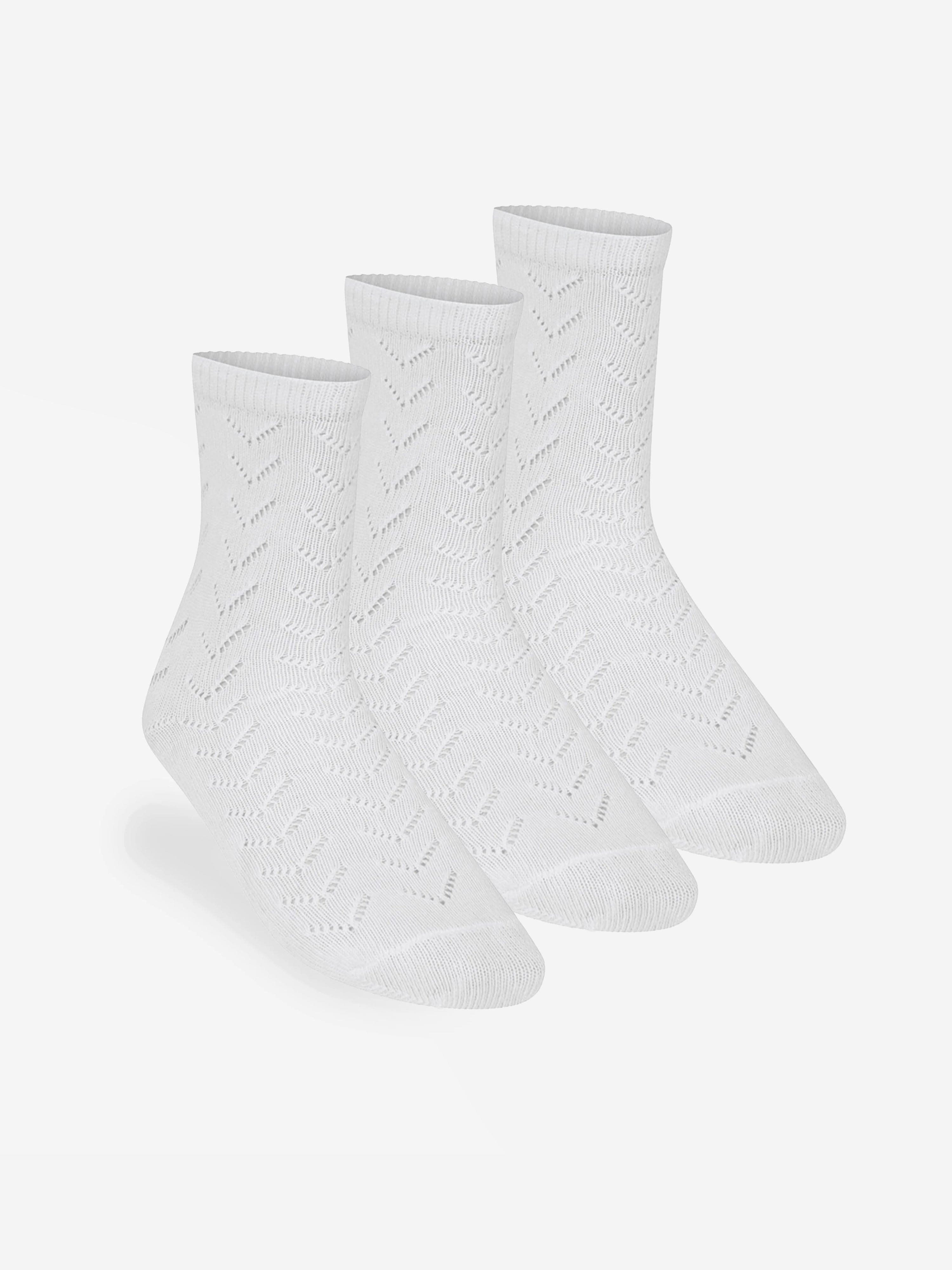 Zeco Girls School Pelerine Ankle Socks (3 Pack) in White