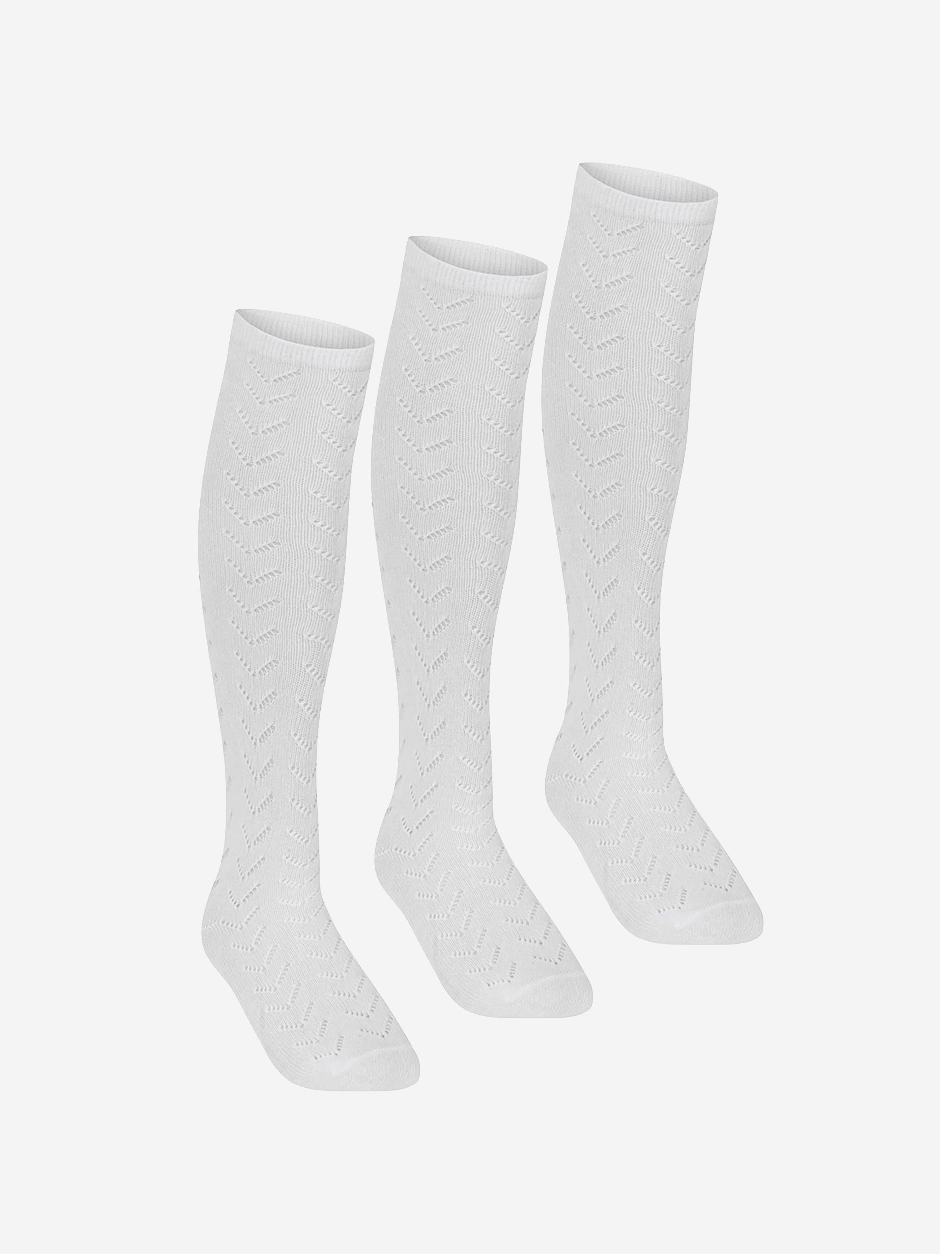 Zeco Girls School Pelerine Knee High Socks (3 Pack) in White