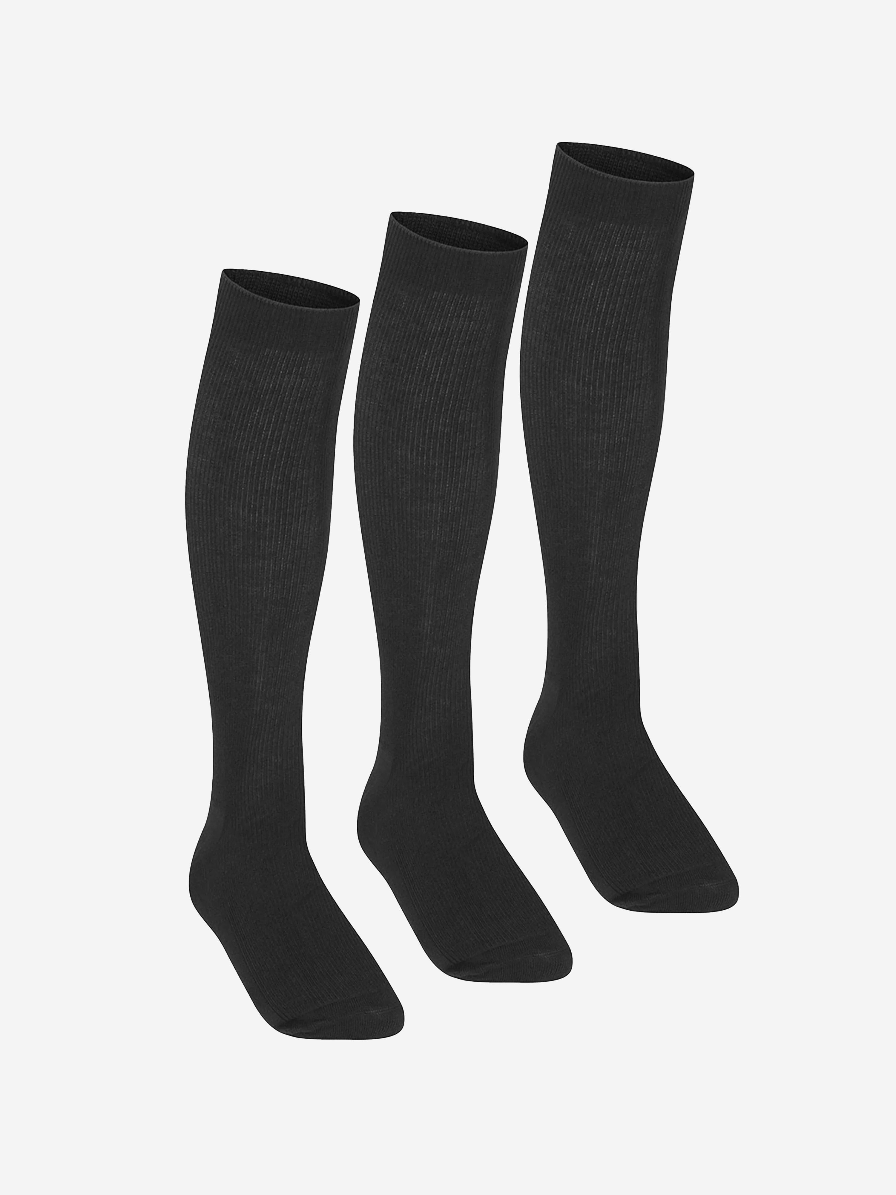 Zeco Girls School Knee High Socks (3 Pack) in Black