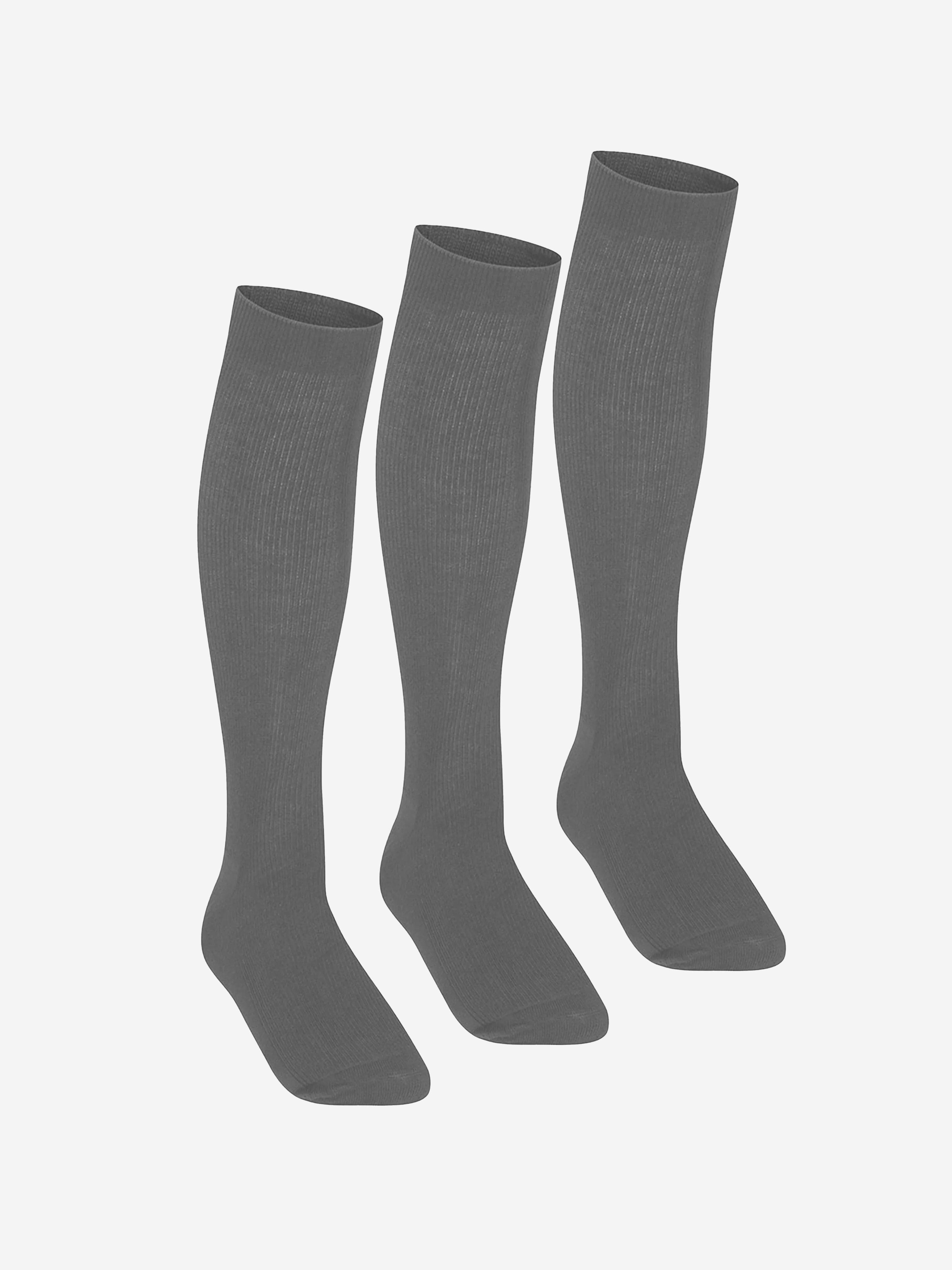 Zeco Girls School Knee High Socks (3 Pack) in Grey