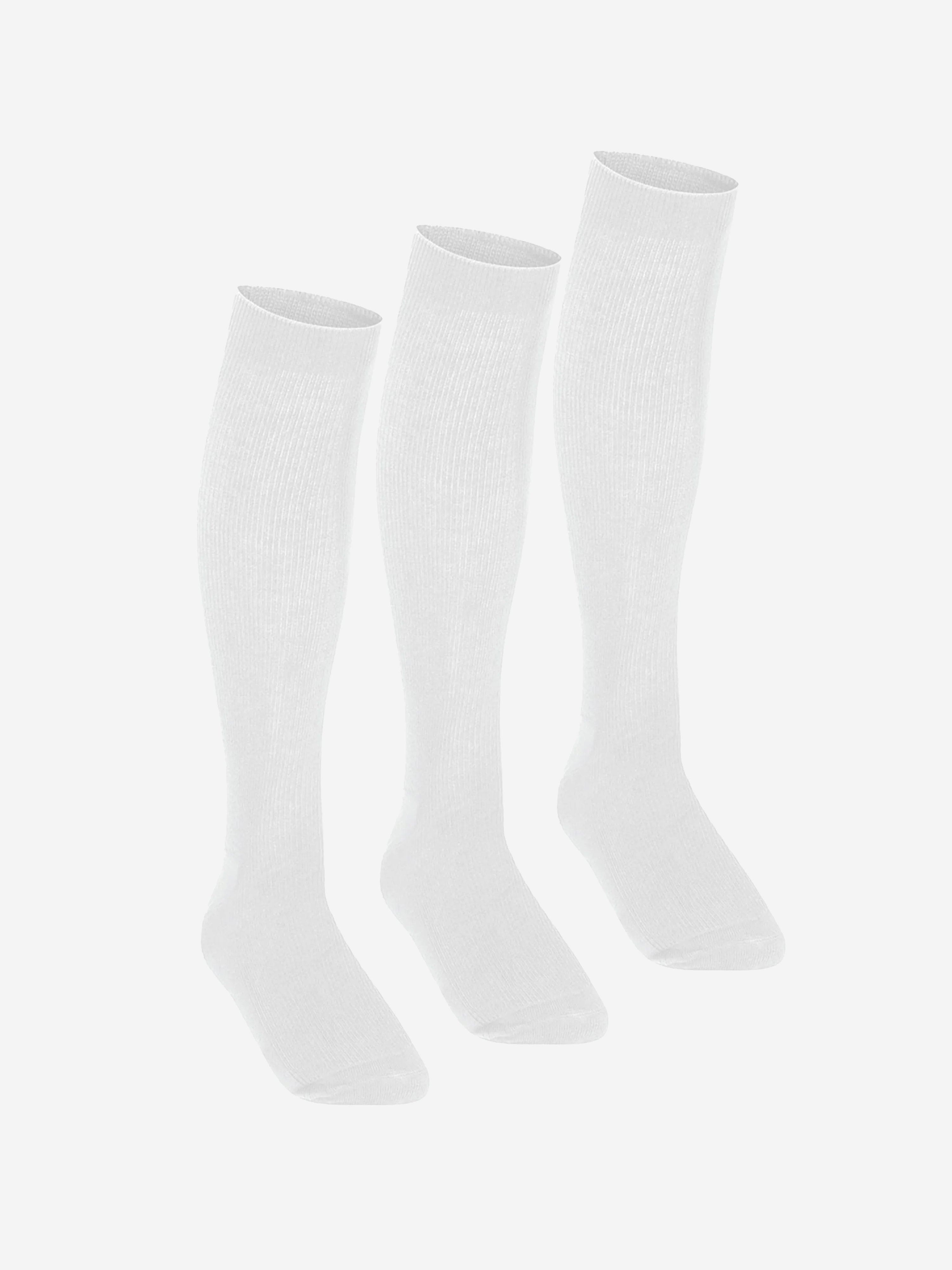 Zeco Girls School Knee High Socks (3 Pack) in White