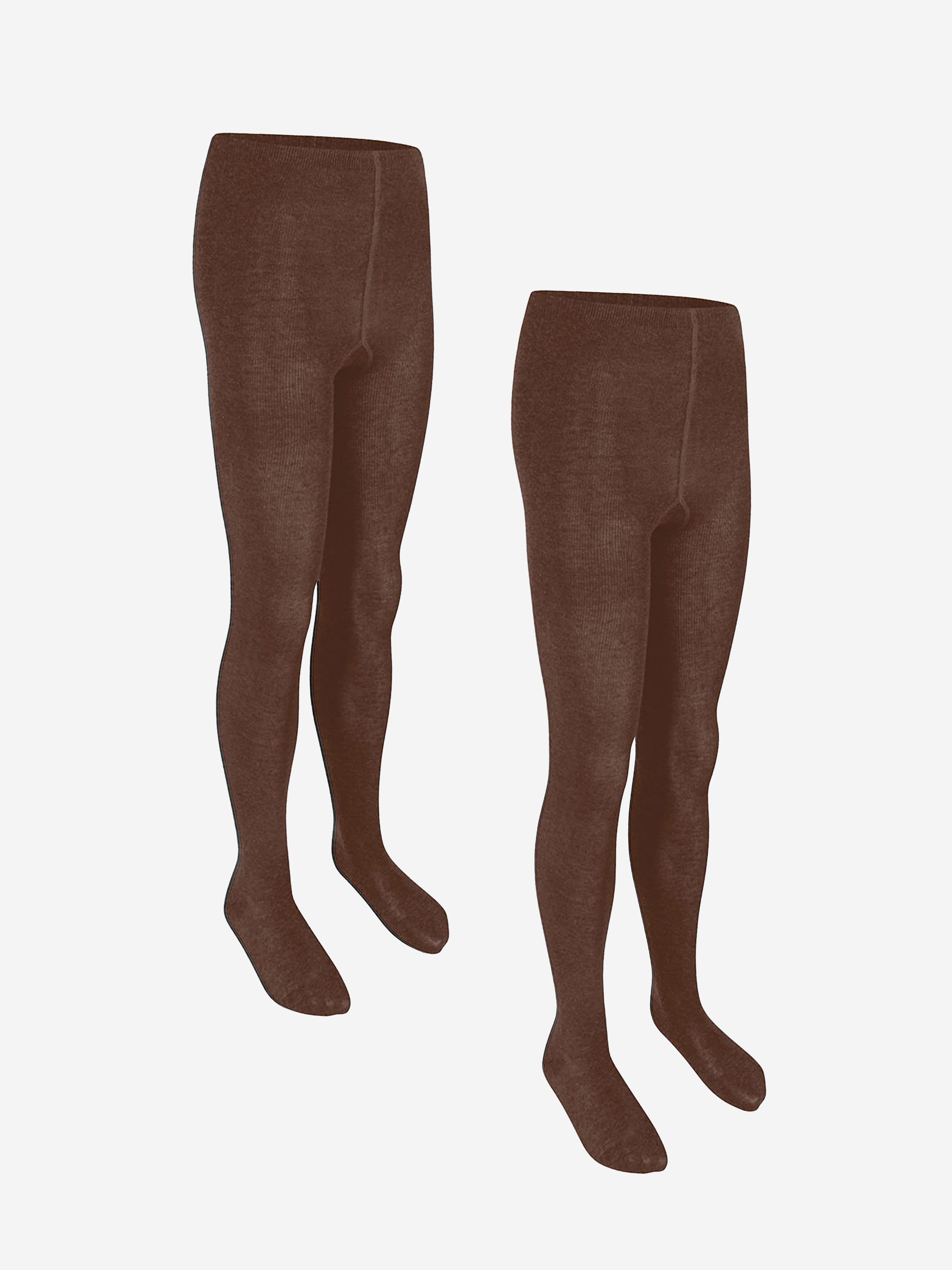 Zeco Girls School Cotton Tights (2 Pack) in Brown