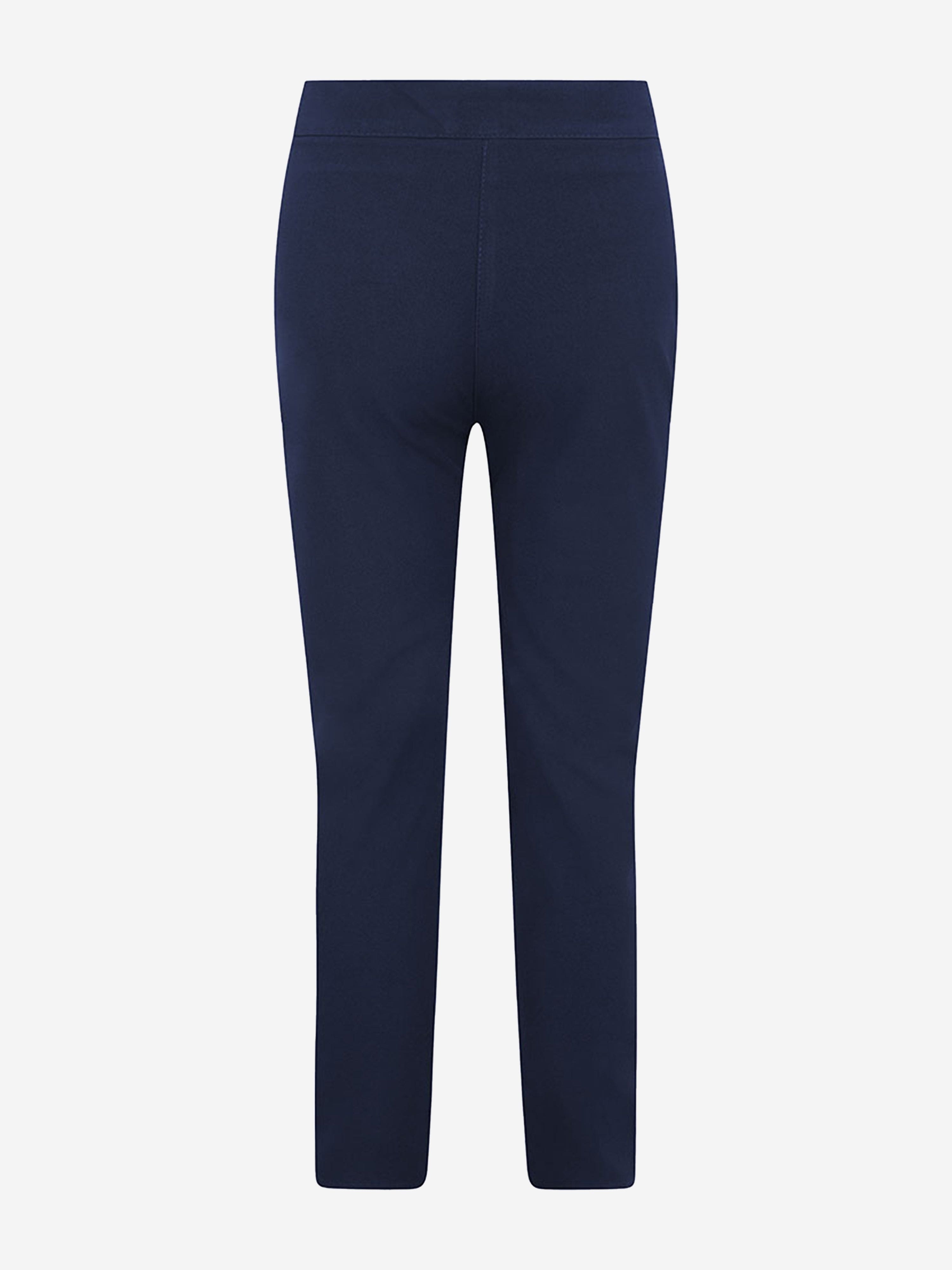 Zeco Girls School Slim Fit Trousers (Elastic Black) in Navy