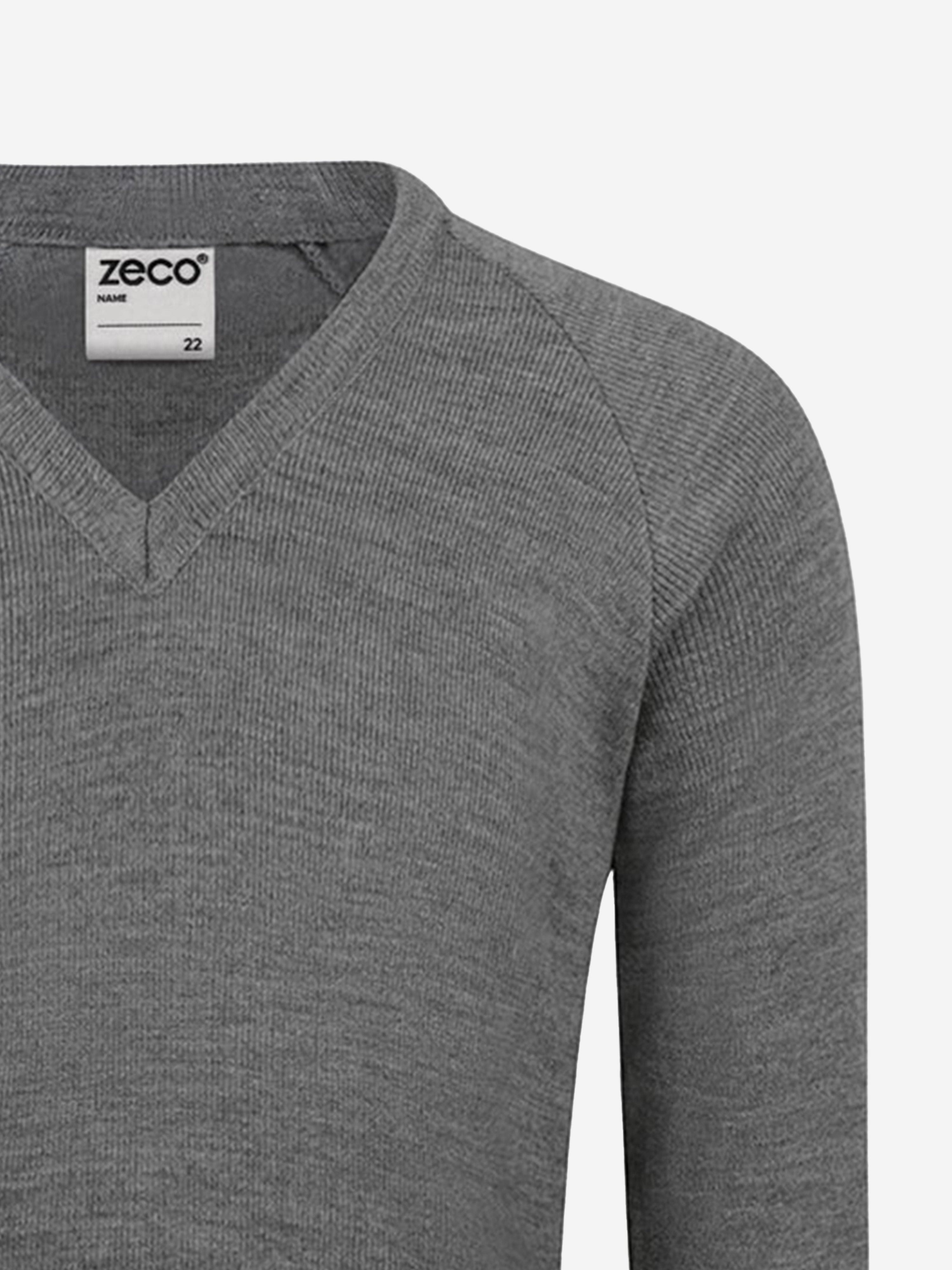 Zeco Kids School Knitted V-Neck Jumper in Grey