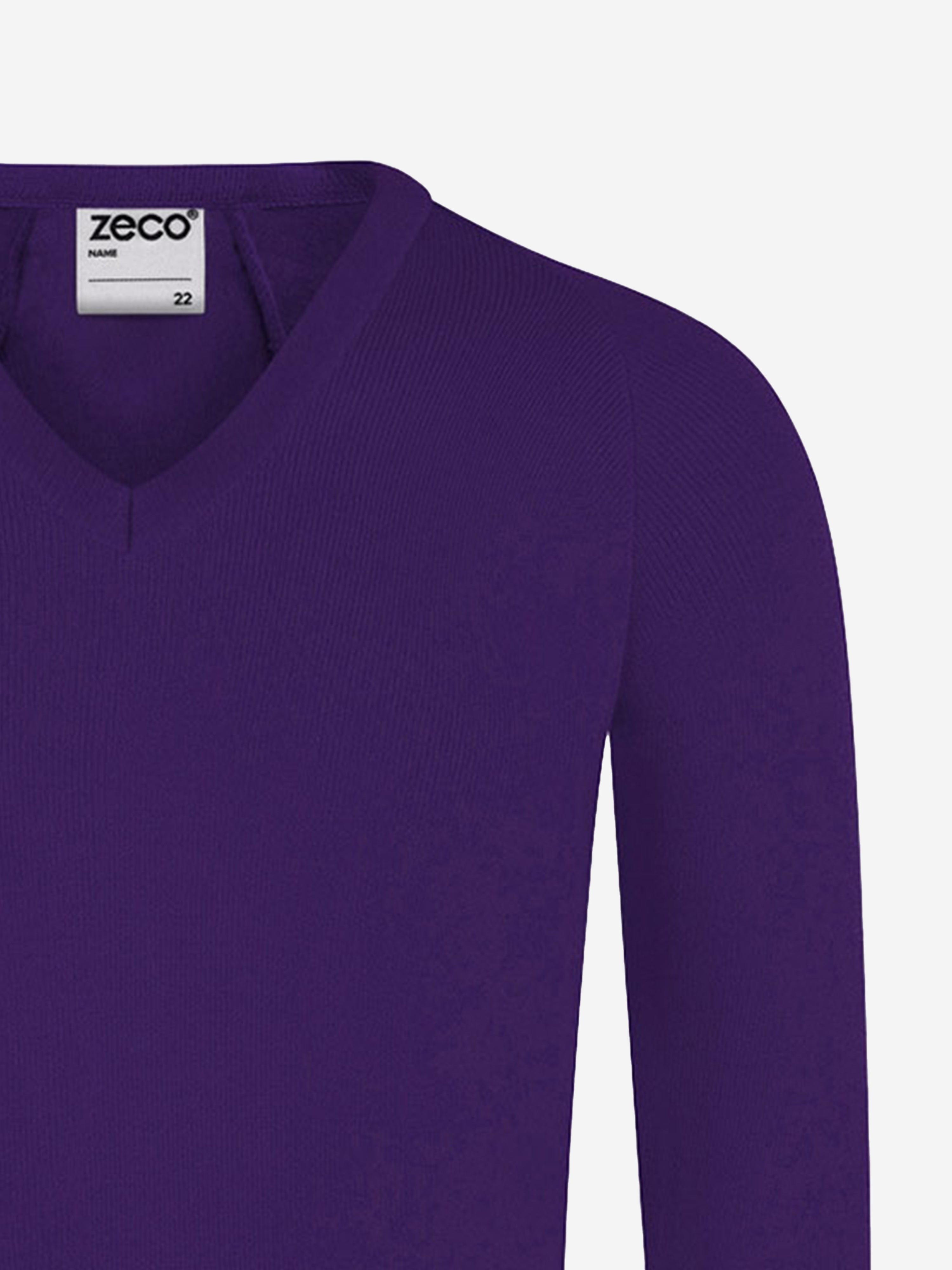 Zeco Kids School Knitted V-Neck Jumper in Purple