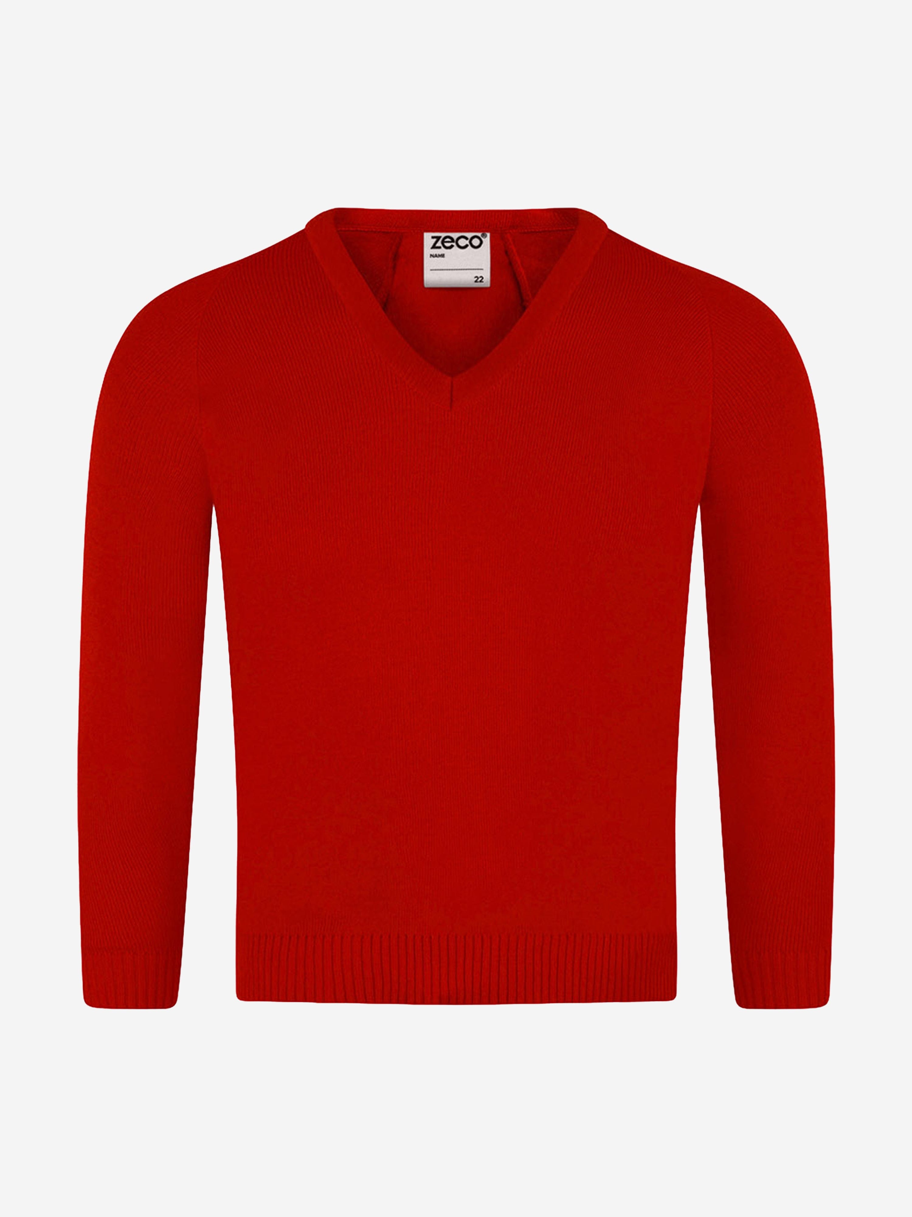 Zeco Kids School Knitted V-Neck Jumper in Red