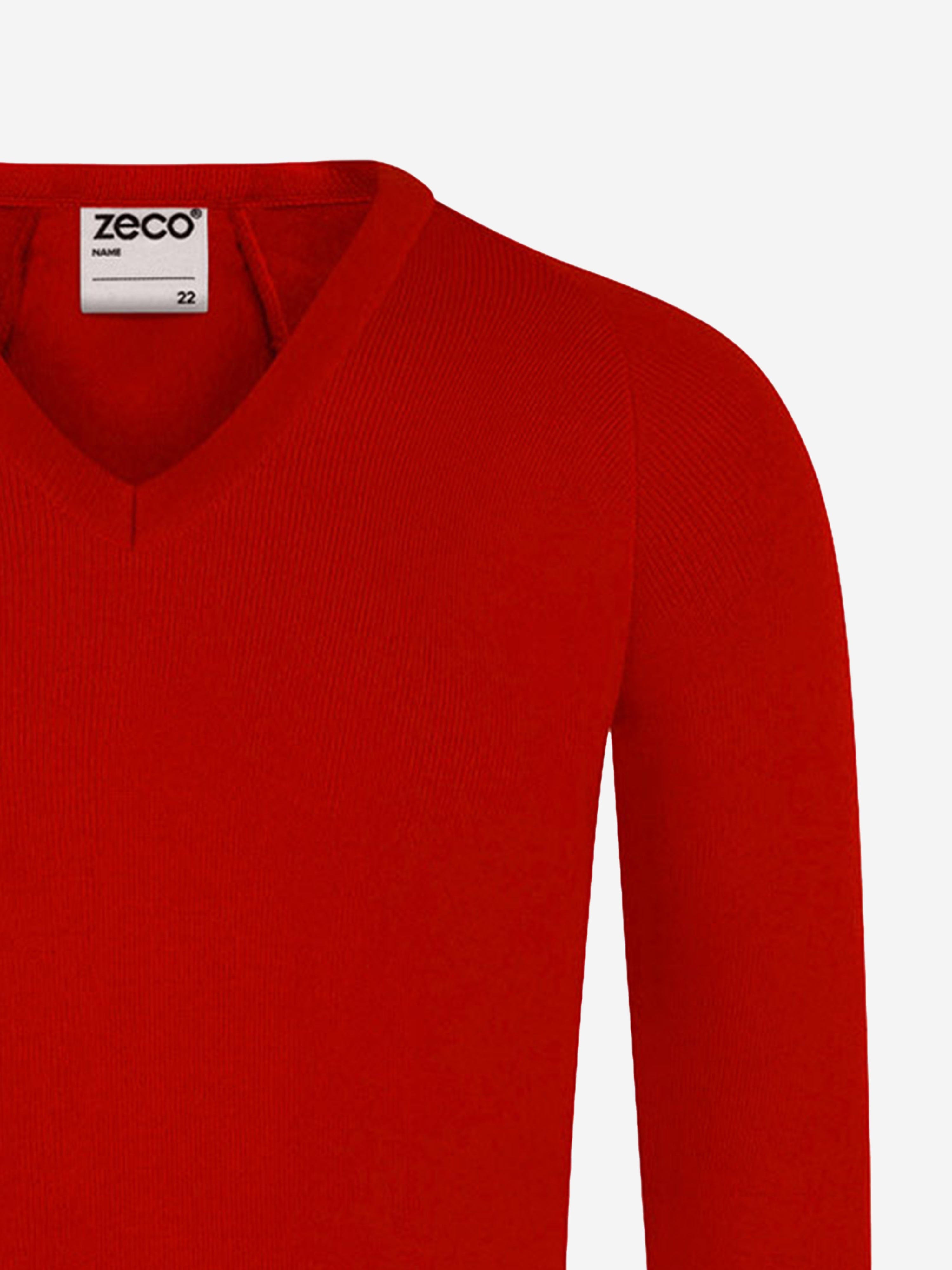 Zeco Kids School Knitted V-Neck Jumper in Red