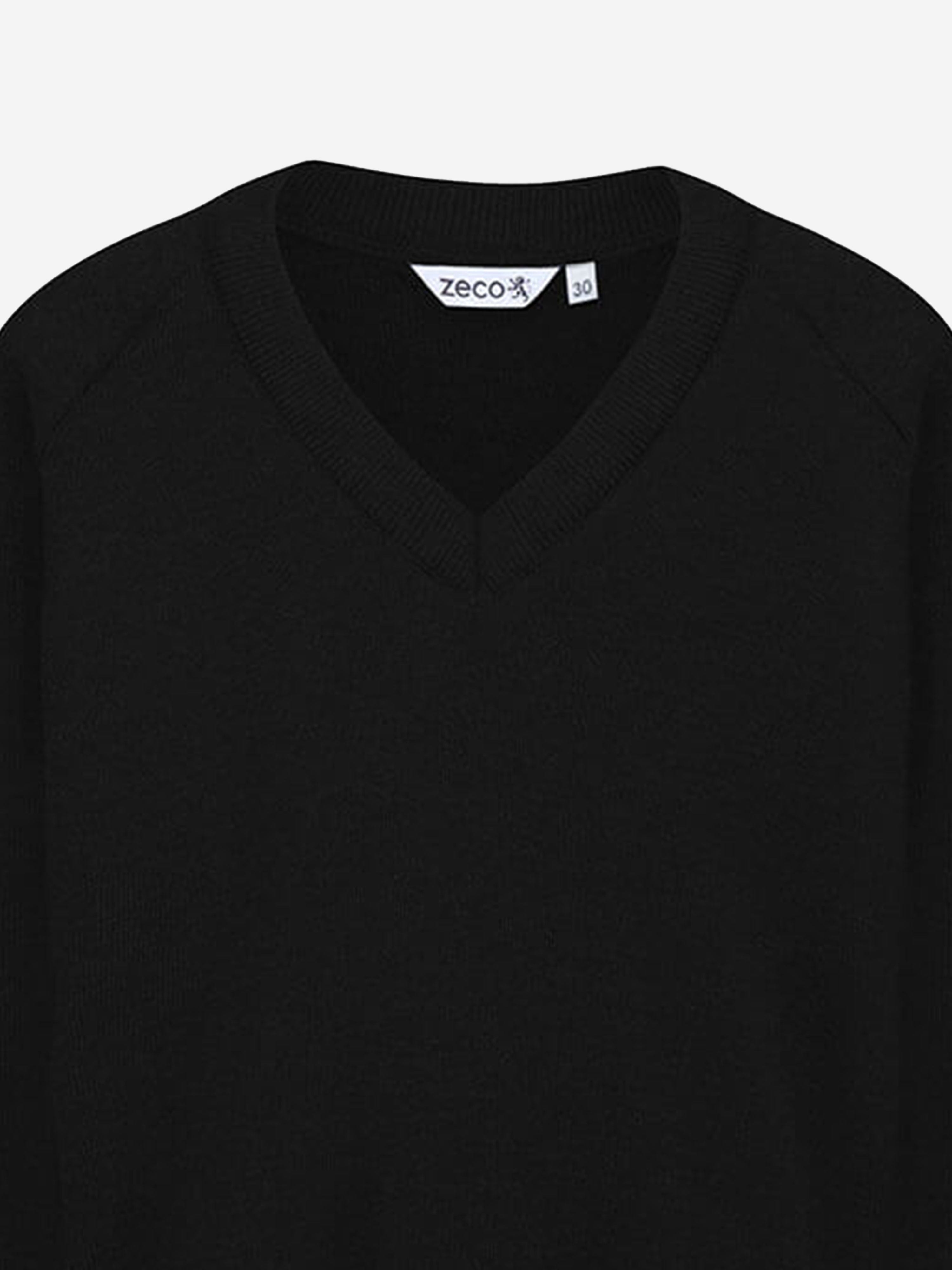 Zeco Kids School Cotton Mix Knitted V-Neck Jumper in Black