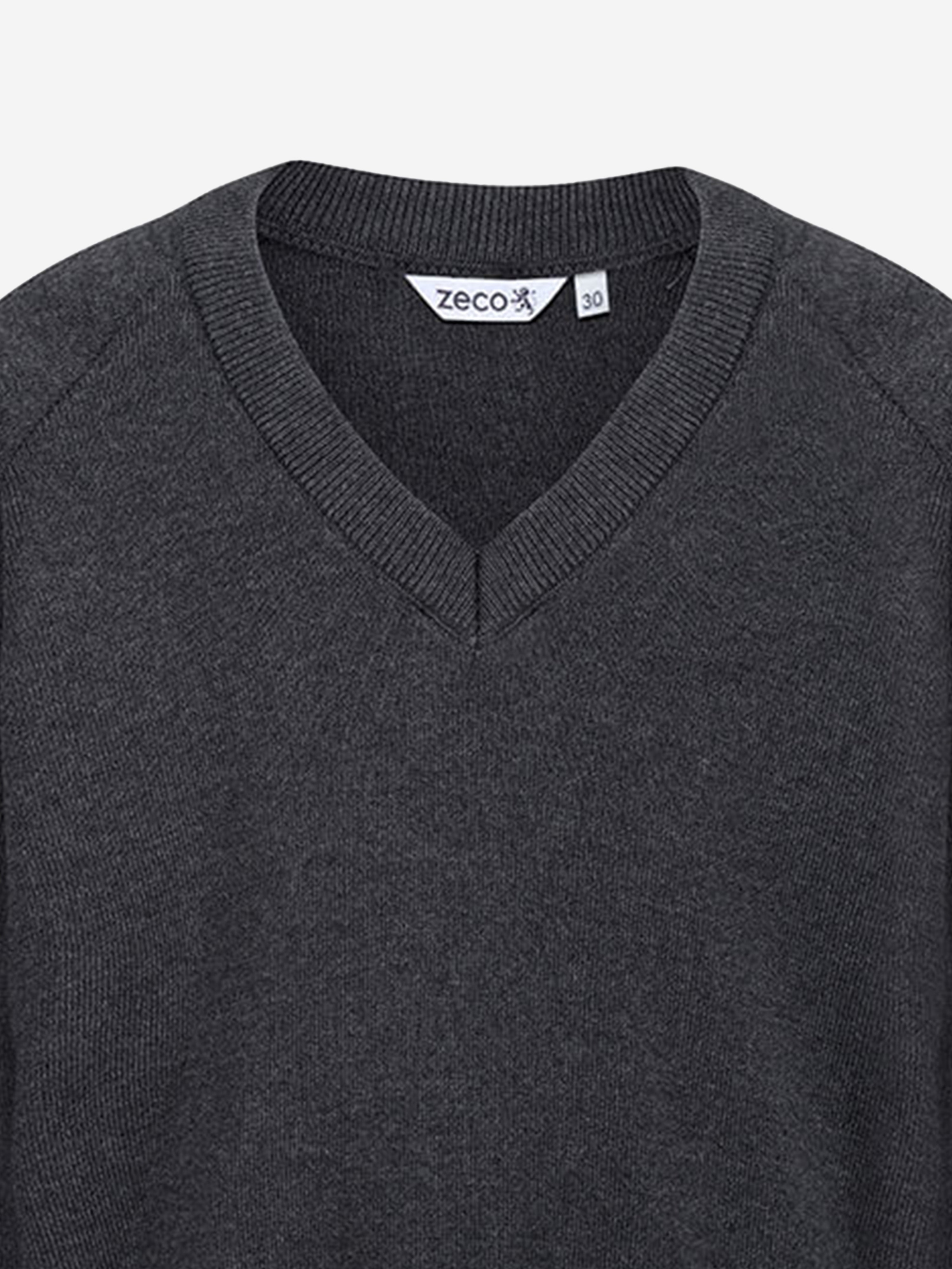 Zeco Kids School Cotton Mix Knitted V-Neck Jumper in Grey