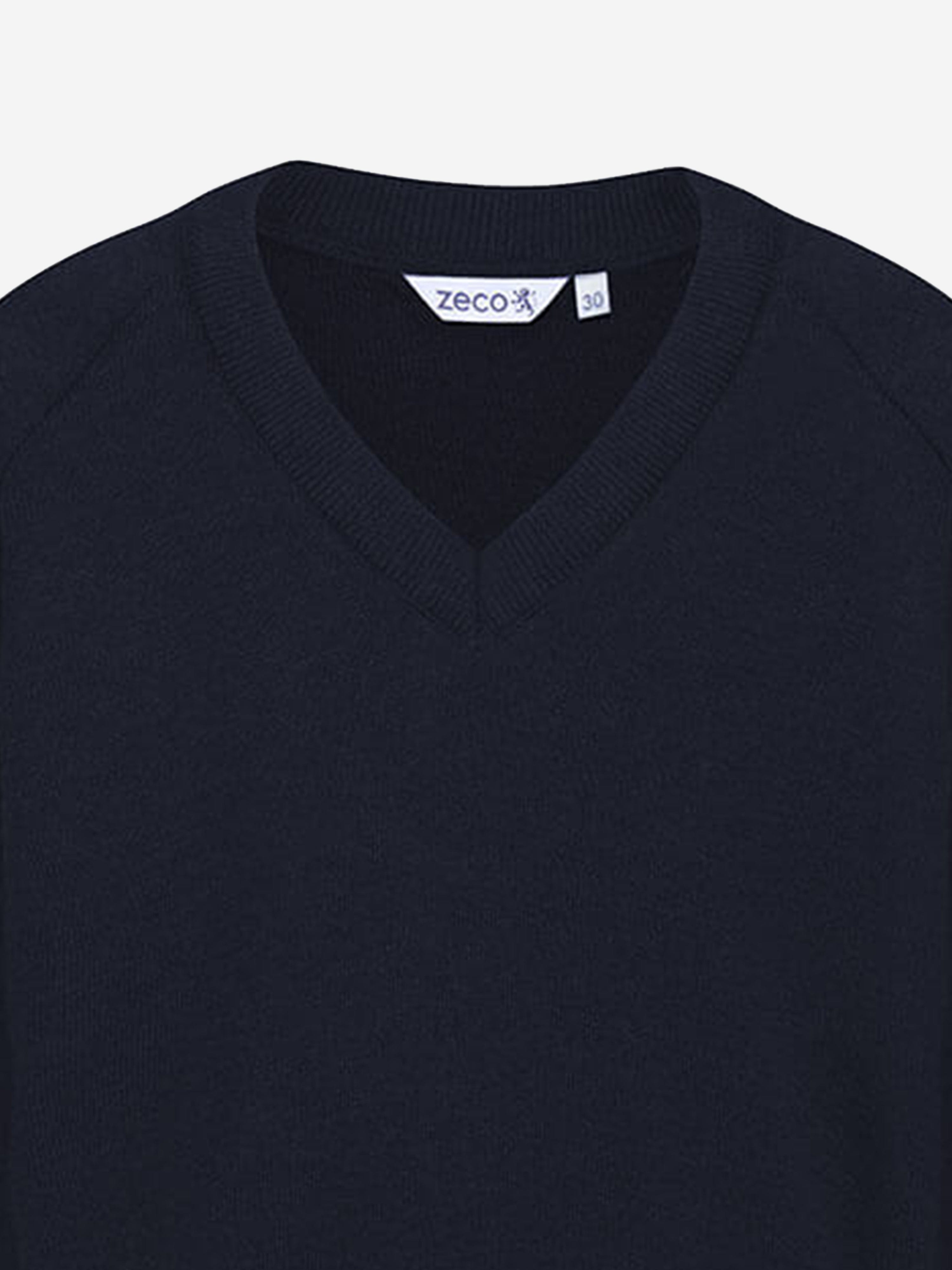 Zeco Kids School Cotton Mix Knitted V-Neck Jumper in Navy