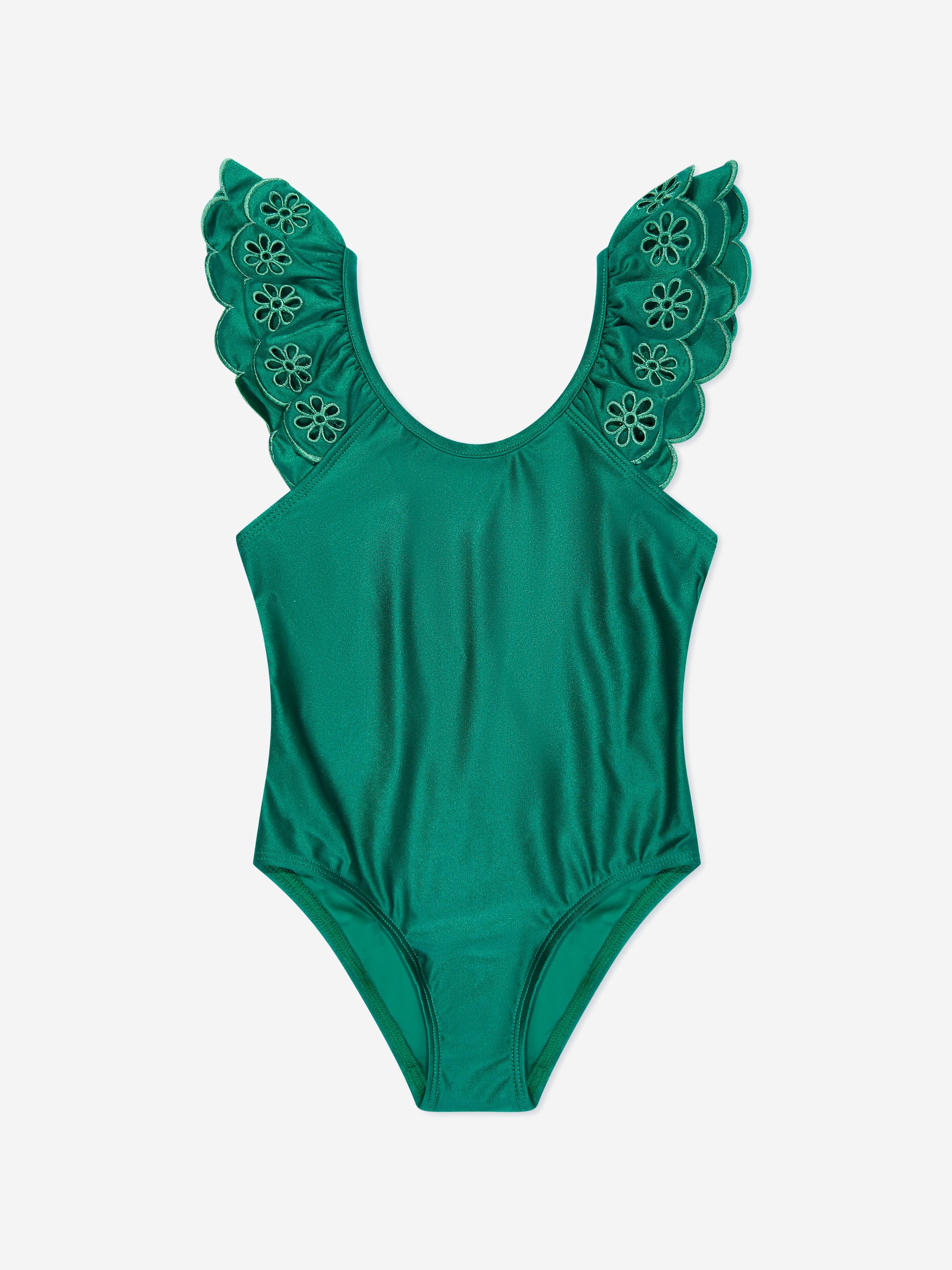 Zimmermann Girls Embroidered Ottie Swimsuit in Green