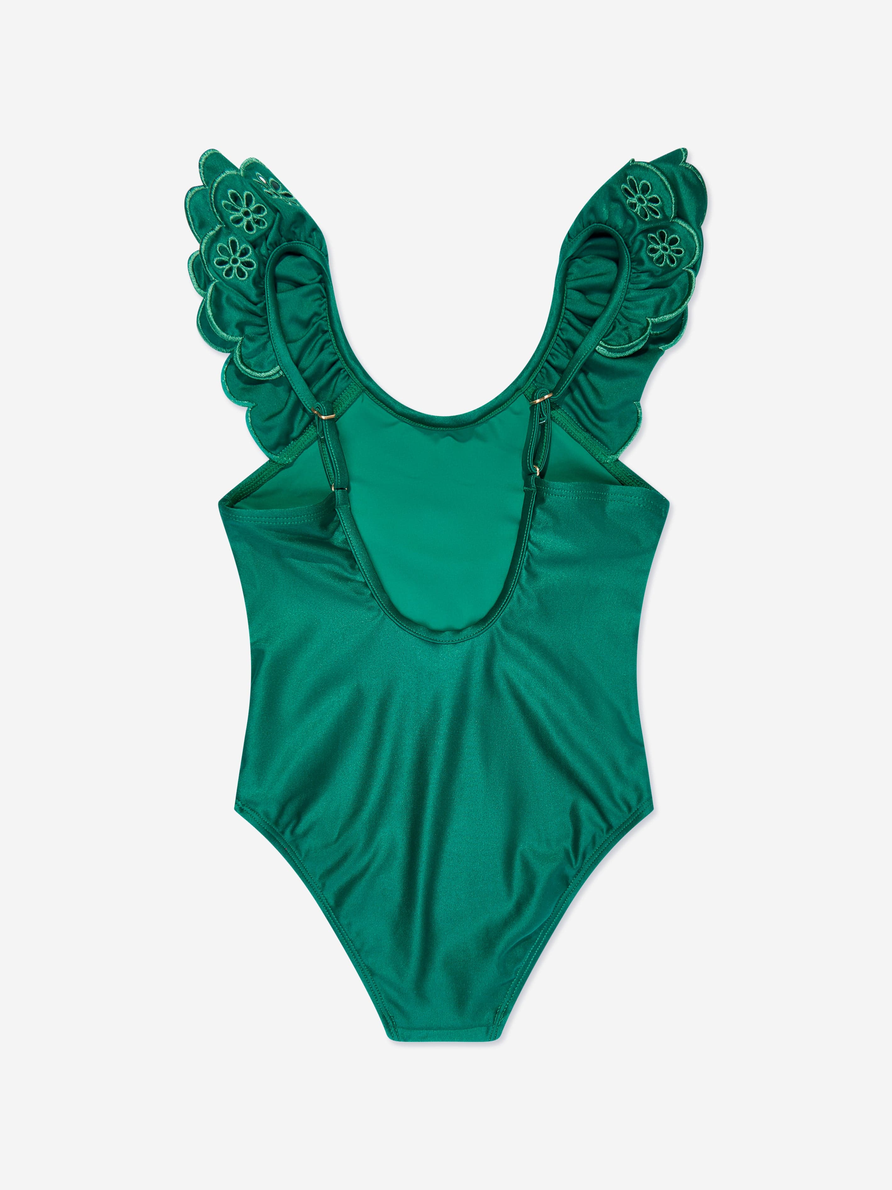 Zimmermann Girls Embroidered Ottie Swimsuit in Green