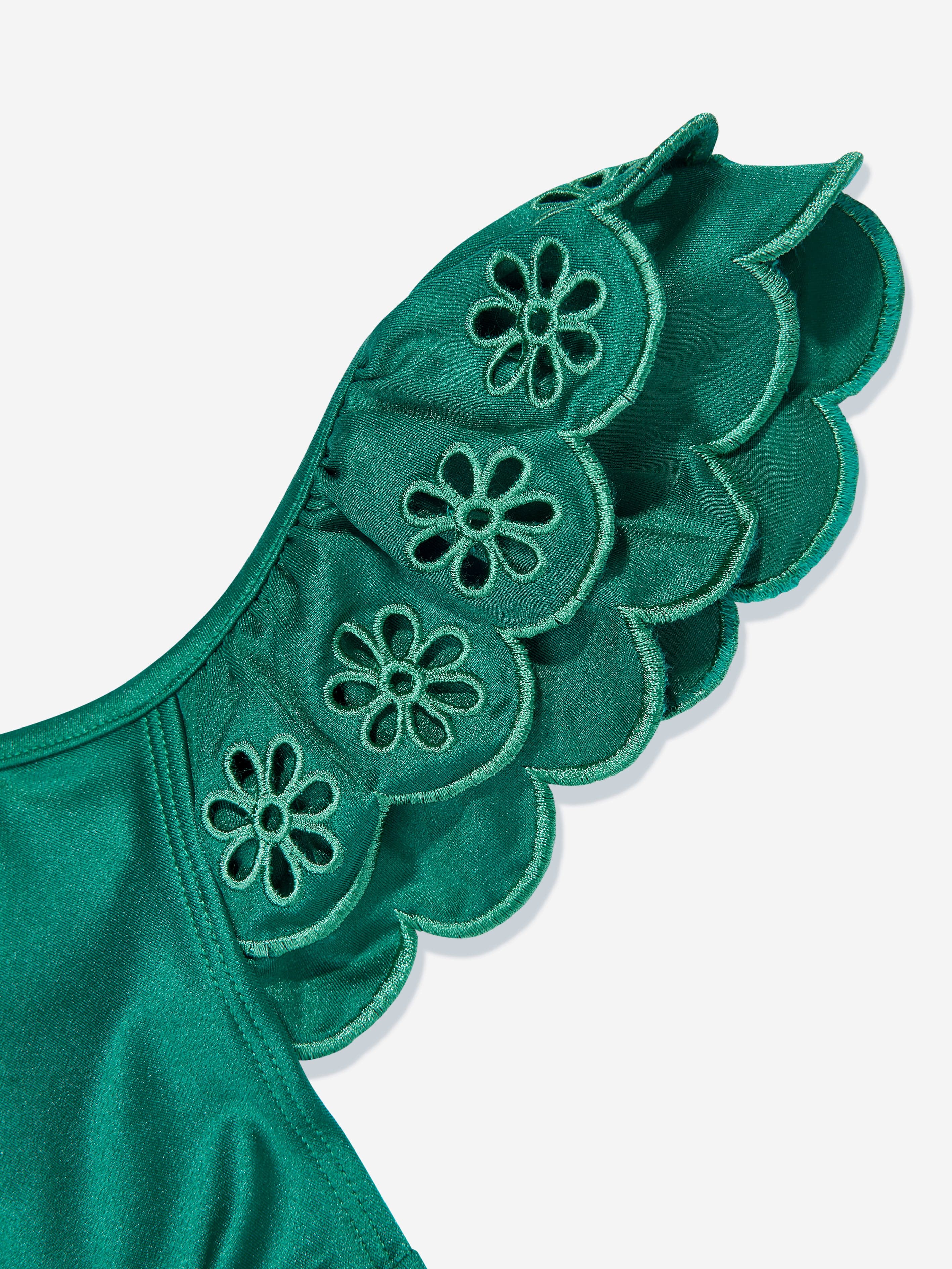 Zimmermann Girls Embroidered Ottie Swimsuit in Green