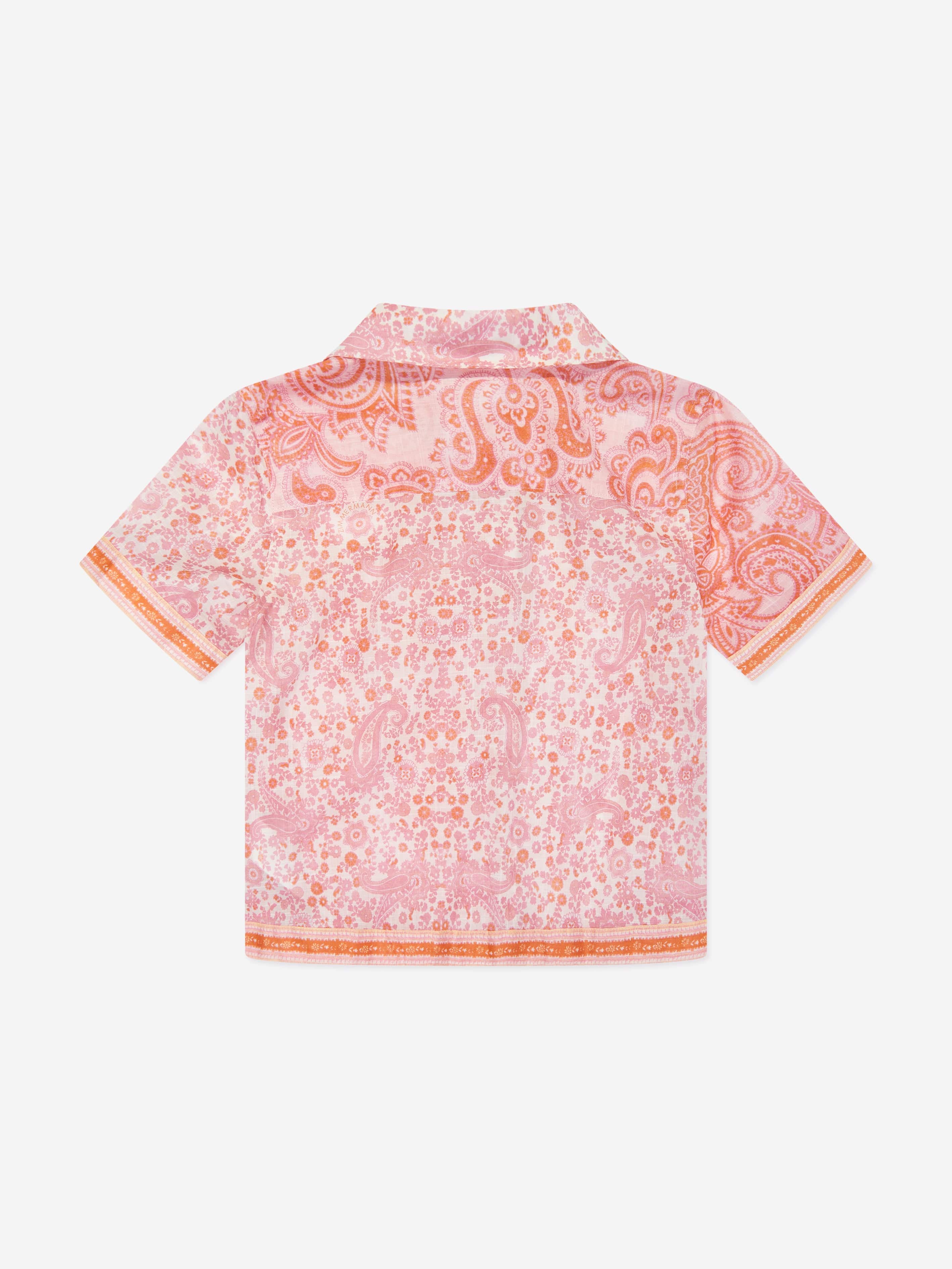 Zimmermann Girls Paisley Ottie Pocket Shirt in Pink