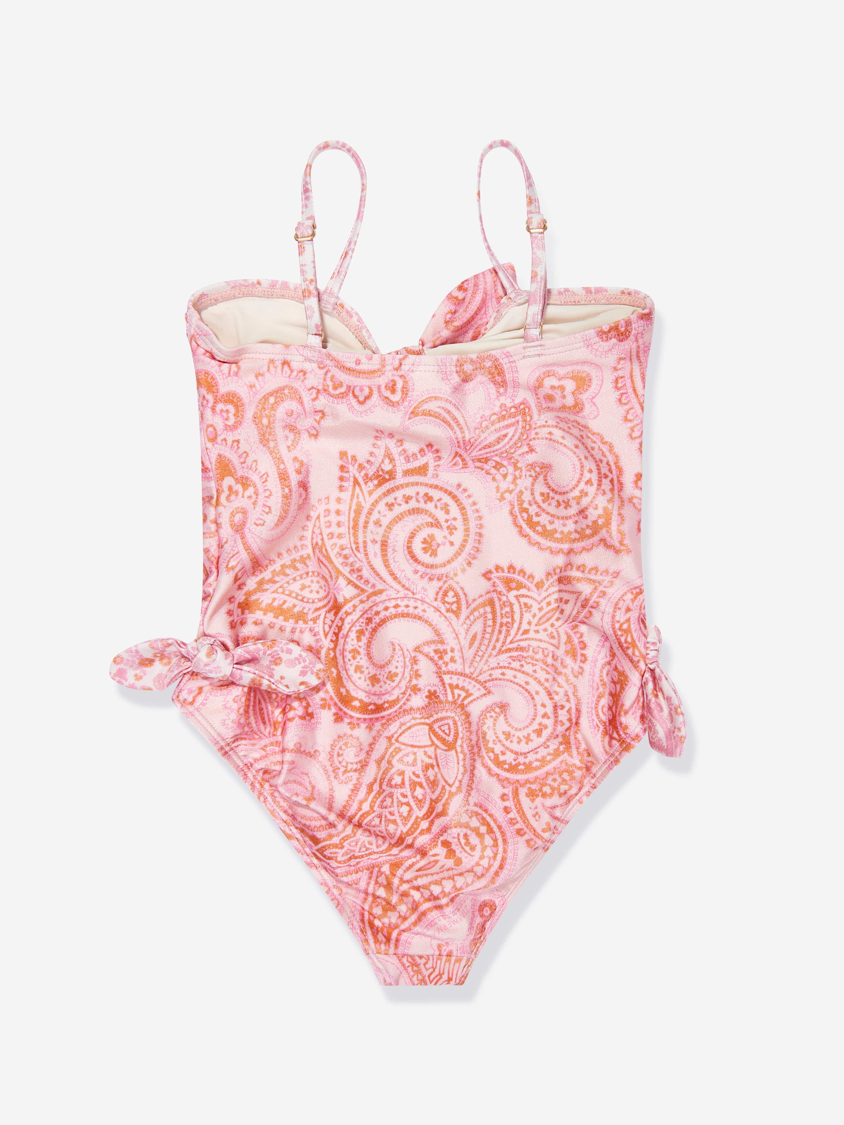 Zimmermann Girls Paisley Ottie Tie Front Swimsuit in Pink