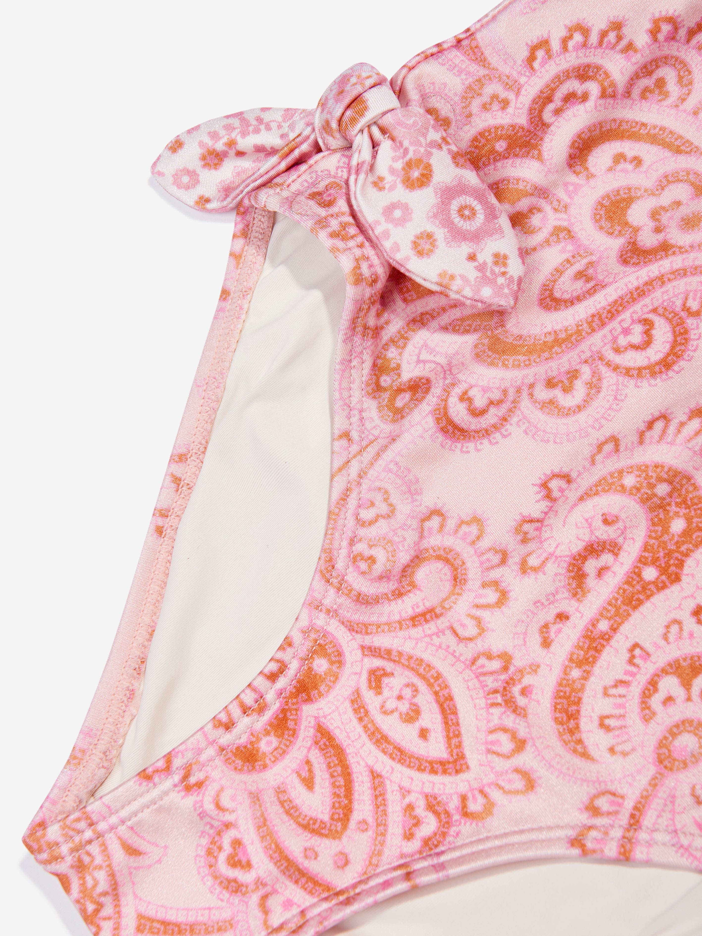 Zimmermann Girls Paisley Ottie Tie Front Swimsuit in Pink