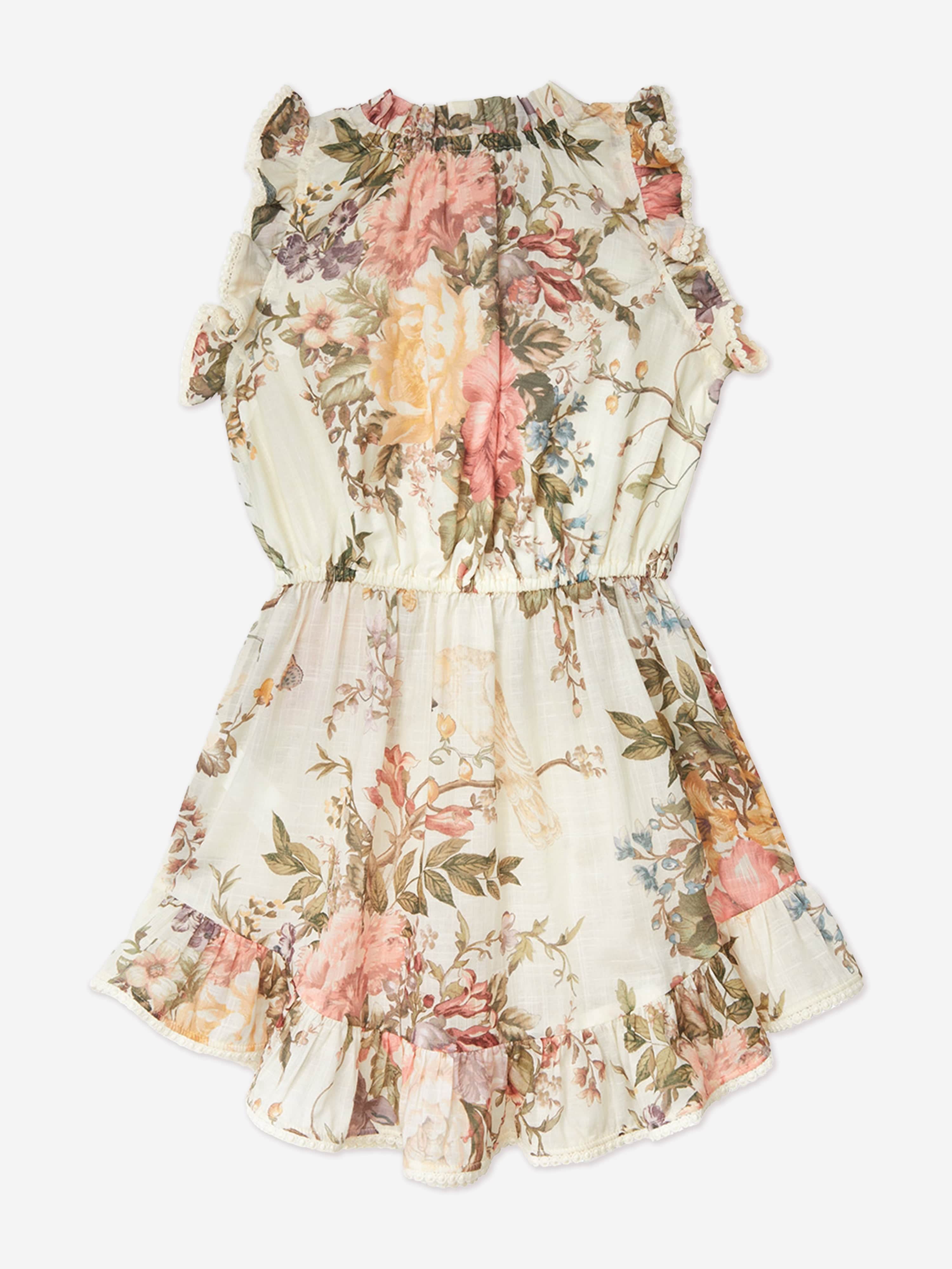 Zimmermann Girls Floral Waverly Flip Dress in Cream